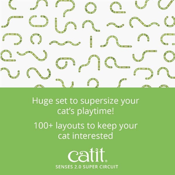 Catit Senses 2.0 Super Circuit Interactive Cat Toy - Stimulating Play Track with Balls & Tunnels for Indoor Cats - Perfect for Exercise & Mental Stimulation (Great for Small Spaces & Multi-Cat Households)