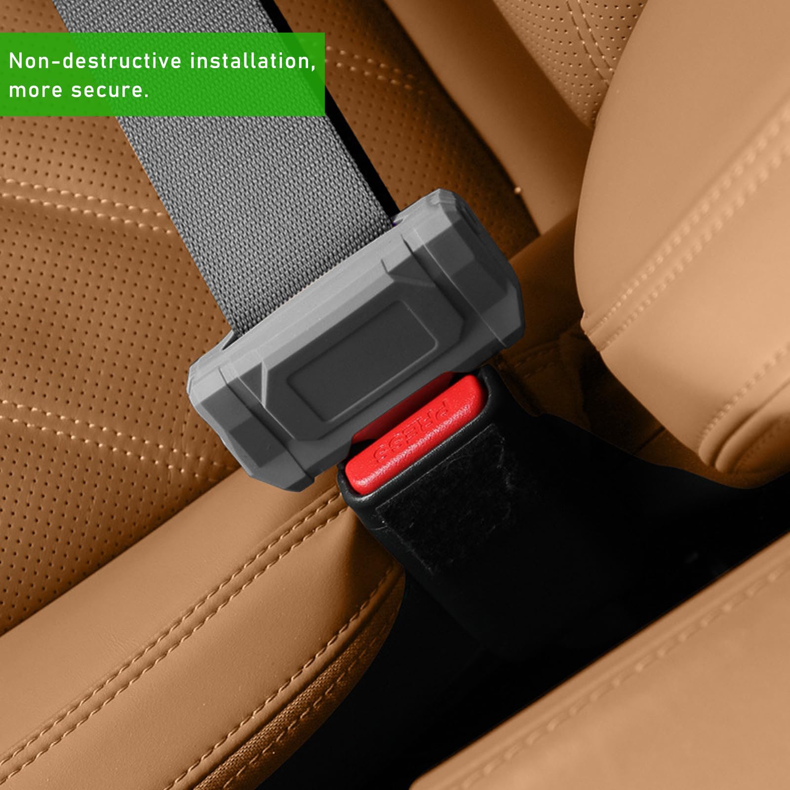 2 PCS Soft Silicone Car Seat Belt Buckle Covers - Anti-Scratch Seat Belt Protector for Cars, Trucks & Vans - Universal Fit Interior Auto Accessories (Gray) - Perfect for Child Safety & Comfortable Driving