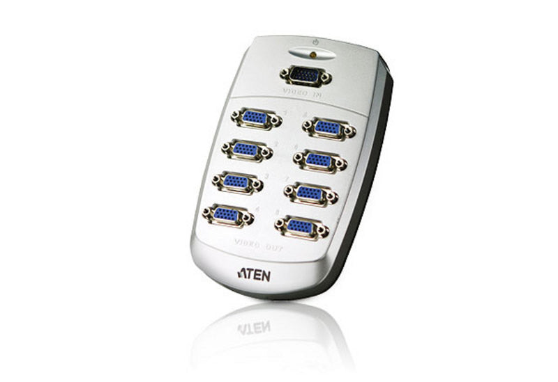 Aten VS88 8-Port VGA Splitter - 200MHz Bandwidth, Supports 1600x1200@60Hz Resolution, Wall Mountable (Plastic) - Perfect for Conference Rooms, Classrooms & Multi-Monitor Setups