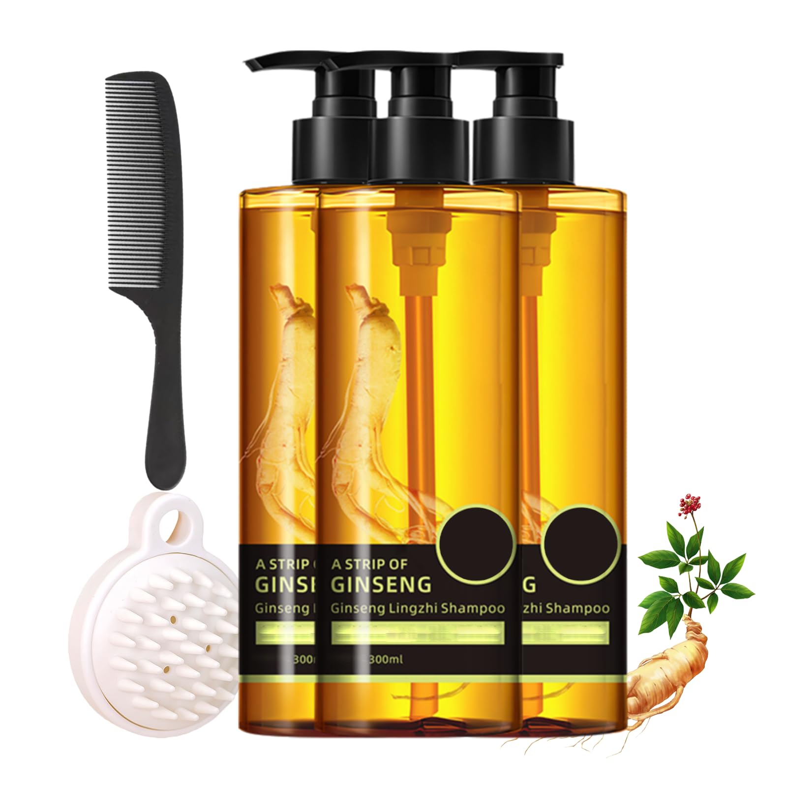 Ginseng Oil Control Anti-Hair Loss Shampoo - Herbal Hair Repair & Scalp Treatment for Men & Women (3 Pack) - Perfect for Daily Use & Hair Growth Care