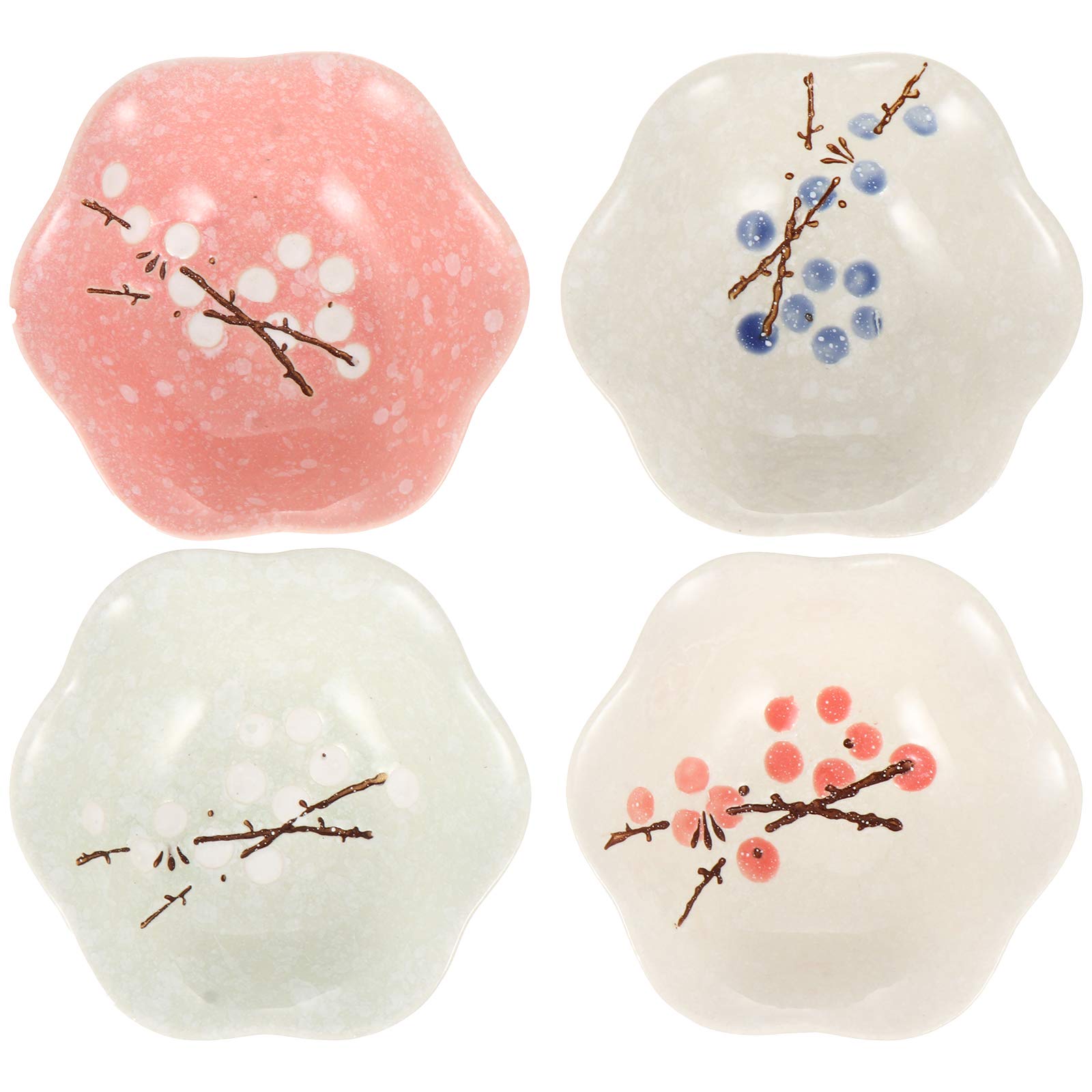 DOITOOL 4-Piece Ceramic Sauce Dishes Set - Hand-Painted Dipping Bowls for Seasoning, Condiments & Sushi - Perfect for Restaurants, Home Kitchens & Party Serving