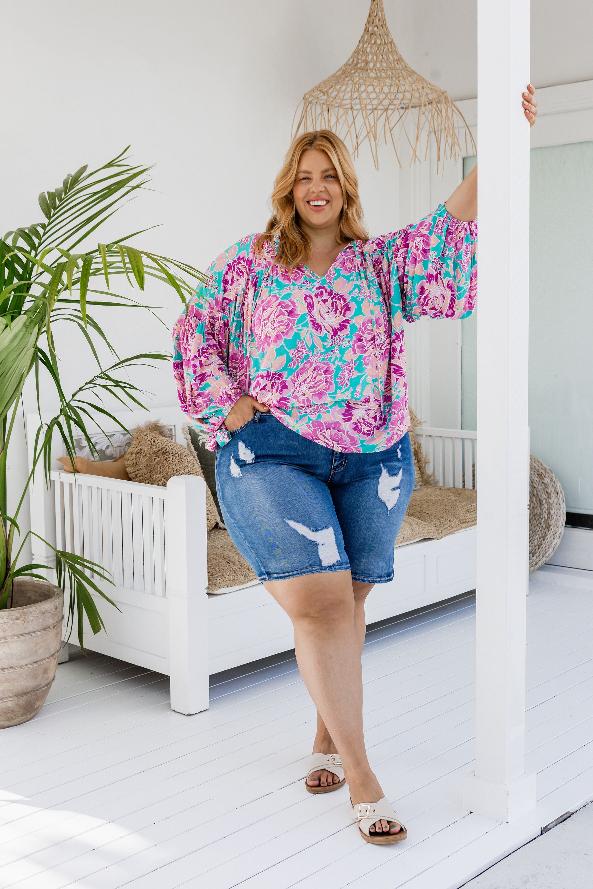 Amira Blouse in Destiny Print - Stylish Floral Women's Top for Casual Wear & Office Outfits