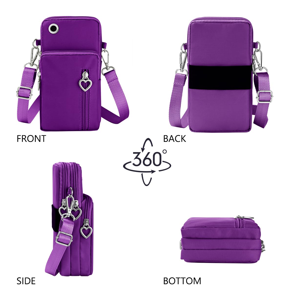 Aucuu Women's Small Crossbody Phone Bag - Adjustable Shoulder Strap Oxford Fabric Pouch for iPhone & Android (Up to 7