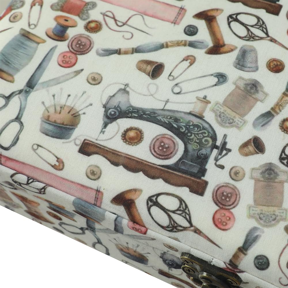 Premium DIY Sewing Kit with 50+ Accessories - Needles, Threads, Embroidery Floss & Organizer Box | Portable Travel Sewing Supplies for Home, Emergency Repairs & Craft Projects (Beige)