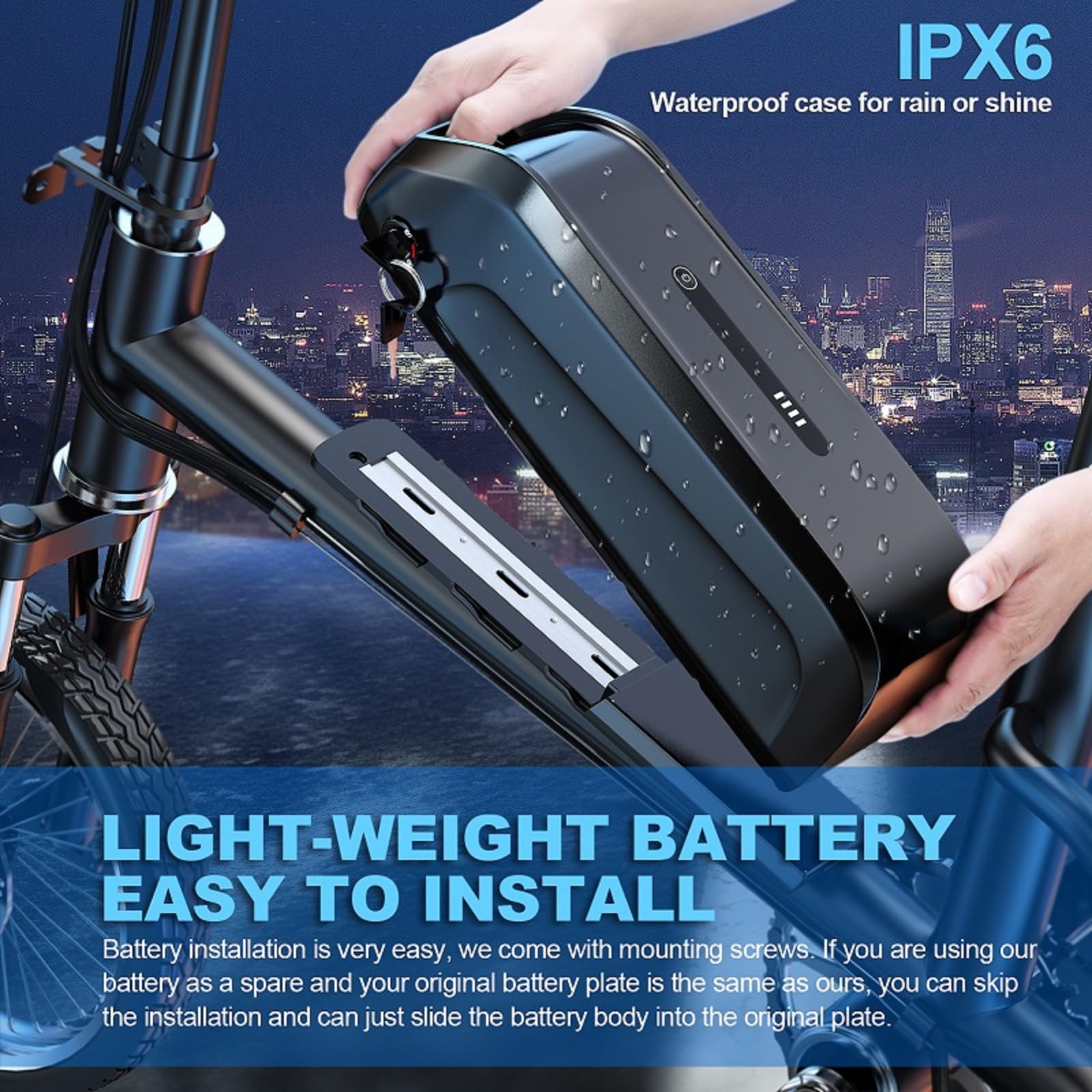 H HAILONG 58.8V Lithium Battery for Electric Bike/E-Bike/Scooter - 40A BMS, Fast Charger, Power Switch & LED Display - Compatible with 100W-1500W Motors (Motorcycle/Tricycle) - Perfect for Commuting, Delivery & Outdoor Adventures
