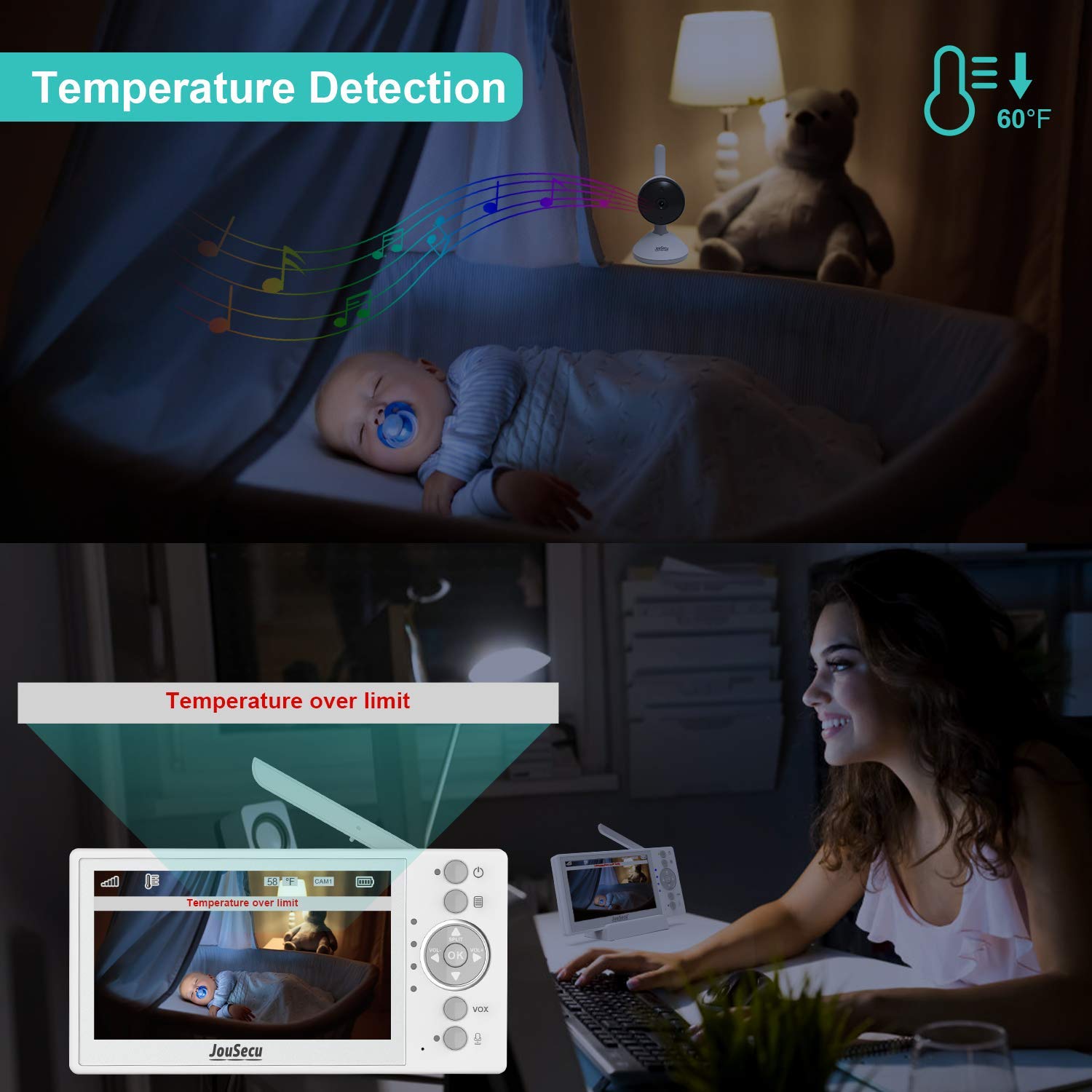2 Camera Baby Monitor with 4.3