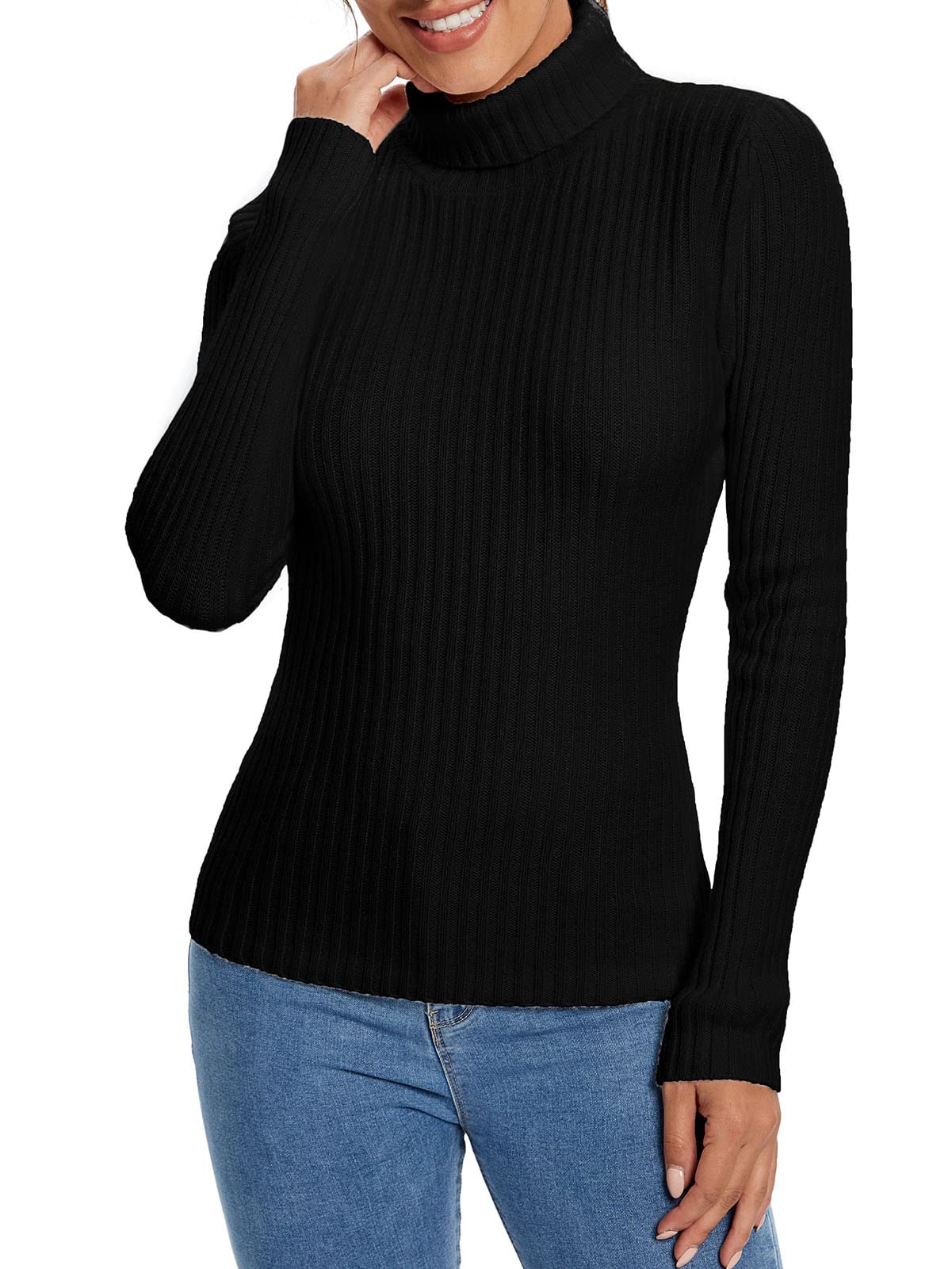 LANPULUX 100% Merino Wool Turtleneck Sweater for Women - Soft Winter Pullover Long Sleeve Knit Top | Cozy Casual Wear for Office, Travel & Outdoor Activities