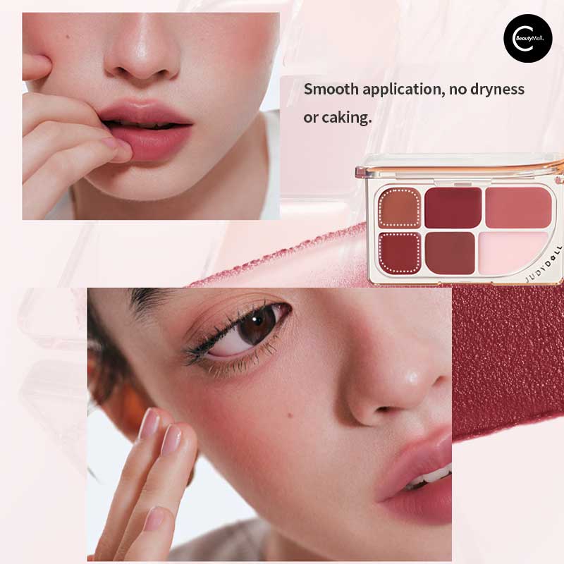 Judydoll 6 Color Matte & Glossy Lip Palette Set - Long Lasting Hydrating Lipstick Kit for Daily Makeup, Party & Special Occasions