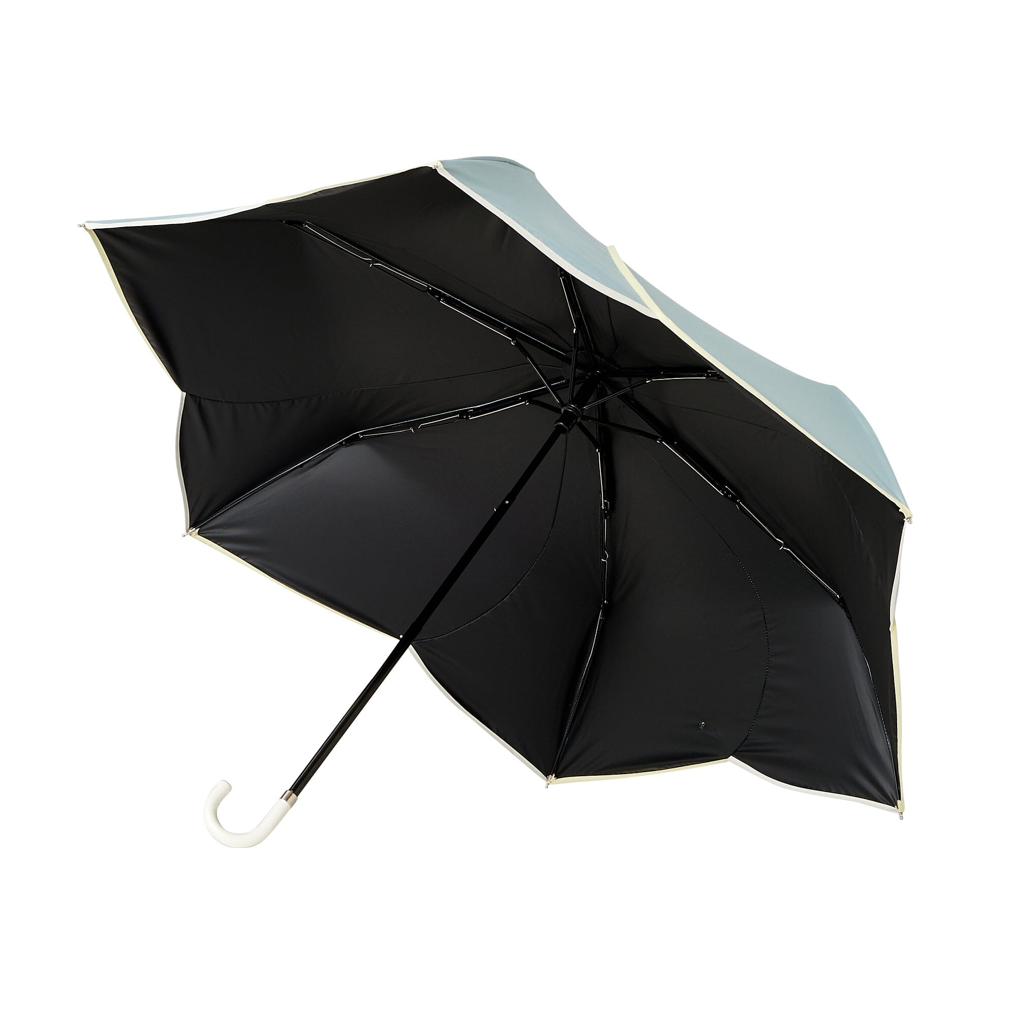 Bicolor Piping Compact Parasol Umbrella 47cm Green - Perfect for Beach, Garden, and Outdoor Sun Protection
