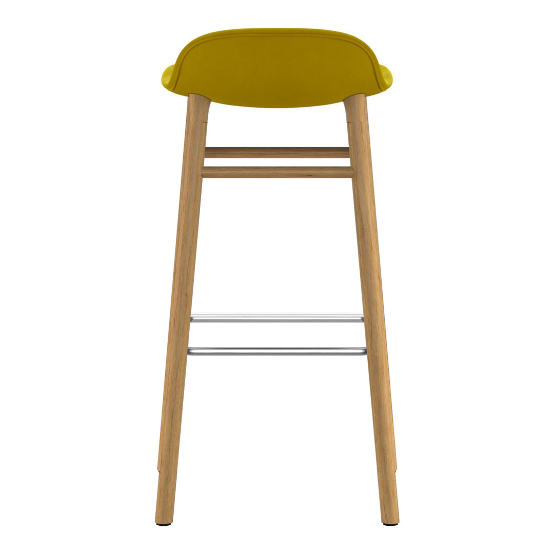 Modern Form Bar Stool with Wooden Legs & Upholstered Seat - Perfect for Kitchen Islands, Home Bars & Dining Counter Height Tables