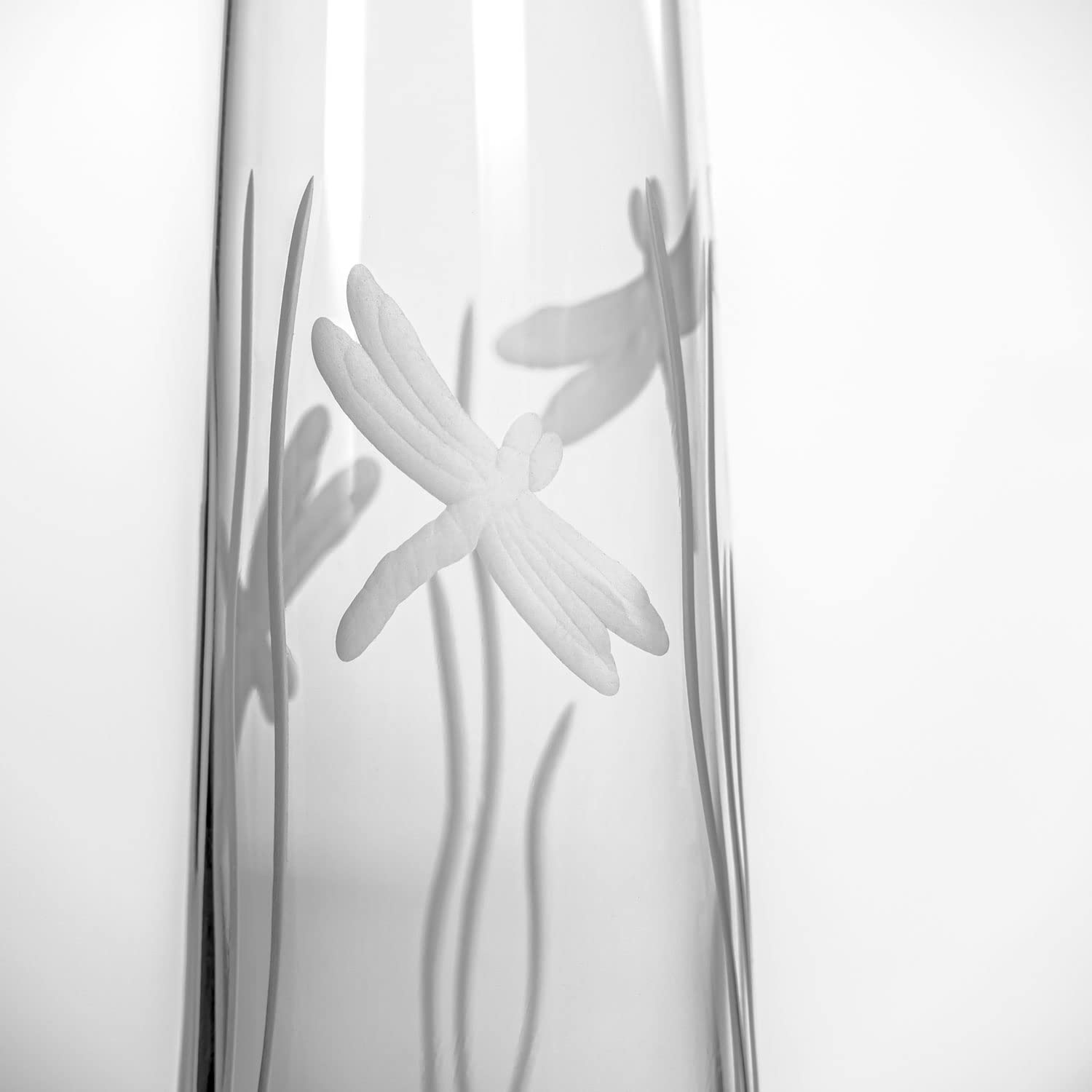 Premium Rolf Glass Dragonfly Stemless Champagne Flutes - Set of 4 (8.5 oz Each) - Lead-Free Crystal Clear Glasses with Elegant Etching - Perfect for Weddings, Parties & Special Celebrations - Handcrafted in USA