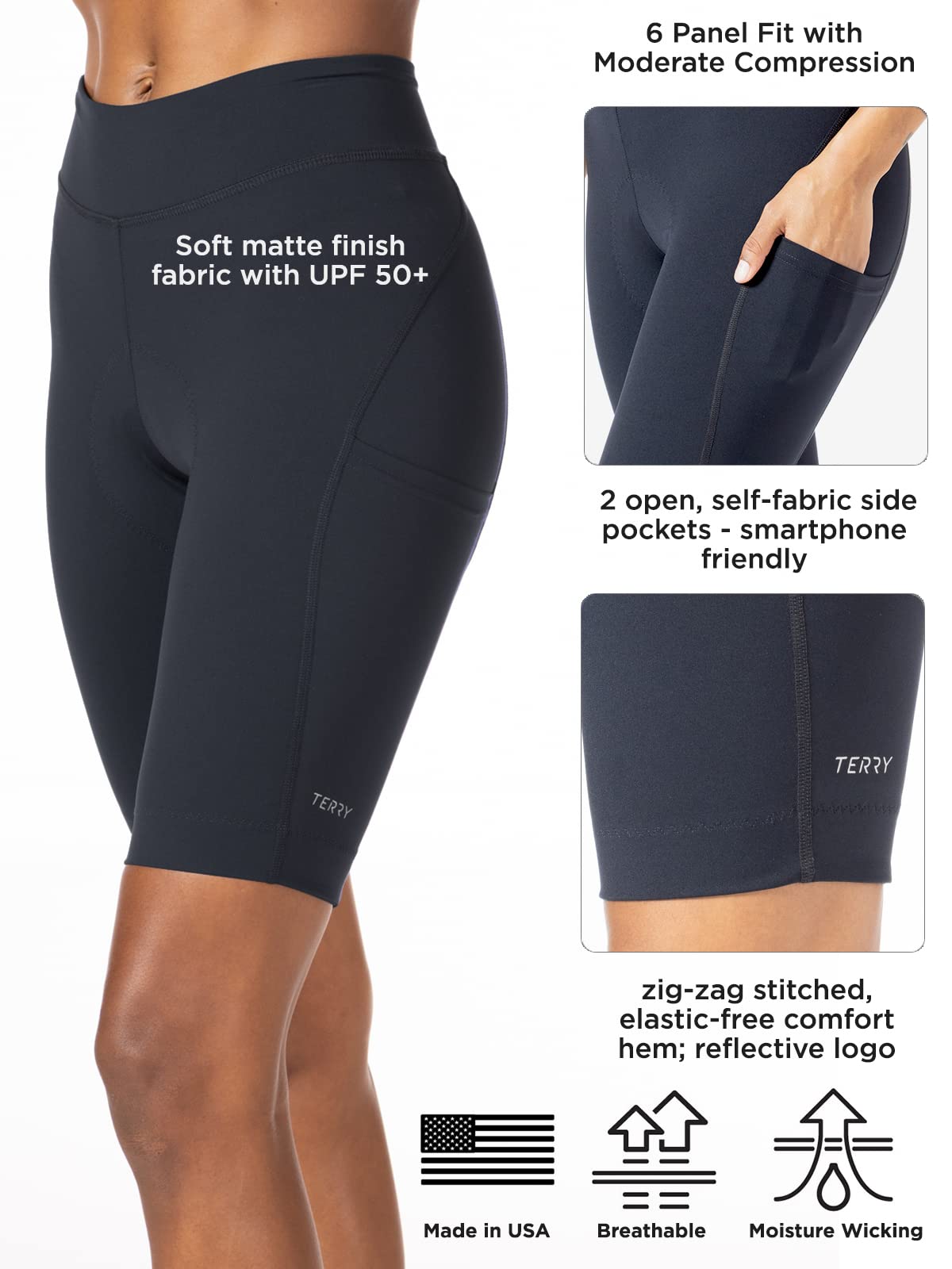 Women's Terry Bike Shorts with Padding - 11
