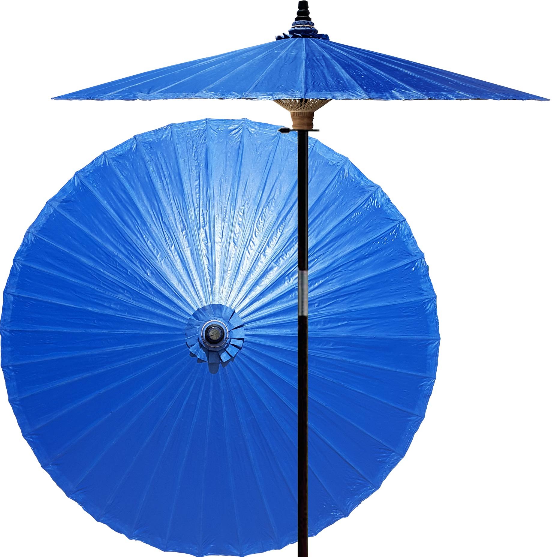 7ft Hand-Painted Solid Color Patio Umbrella - Premium Handcrafted Bamboo Dual-Height Market Umbrella with Hardwood 2-Piece Pole & Carry Bag - Perfect for Garden, Poolside, Beach, and Outdoor Dining Areas