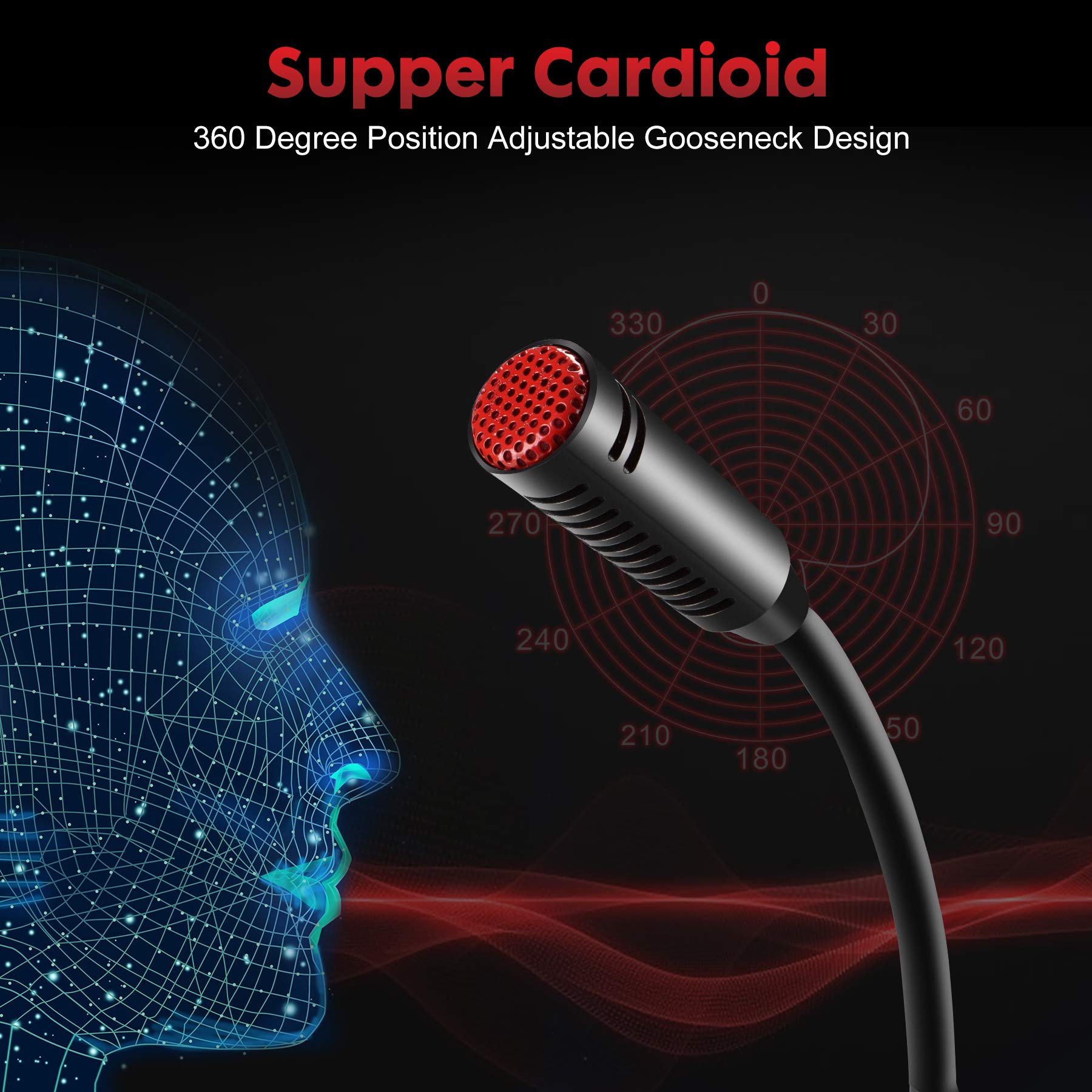 Premium USB Computer Microphone - Plug & Play Cardioid Condenser PC Mic with On/Off Mute Button & LED Indicator - Compatible with Windows/Mac - Perfect for YouTube, Zoom Meetings, Gaming, Podcasting & Voice Recording - Includes 6ft Cable (Home Office & Streaming Setup)