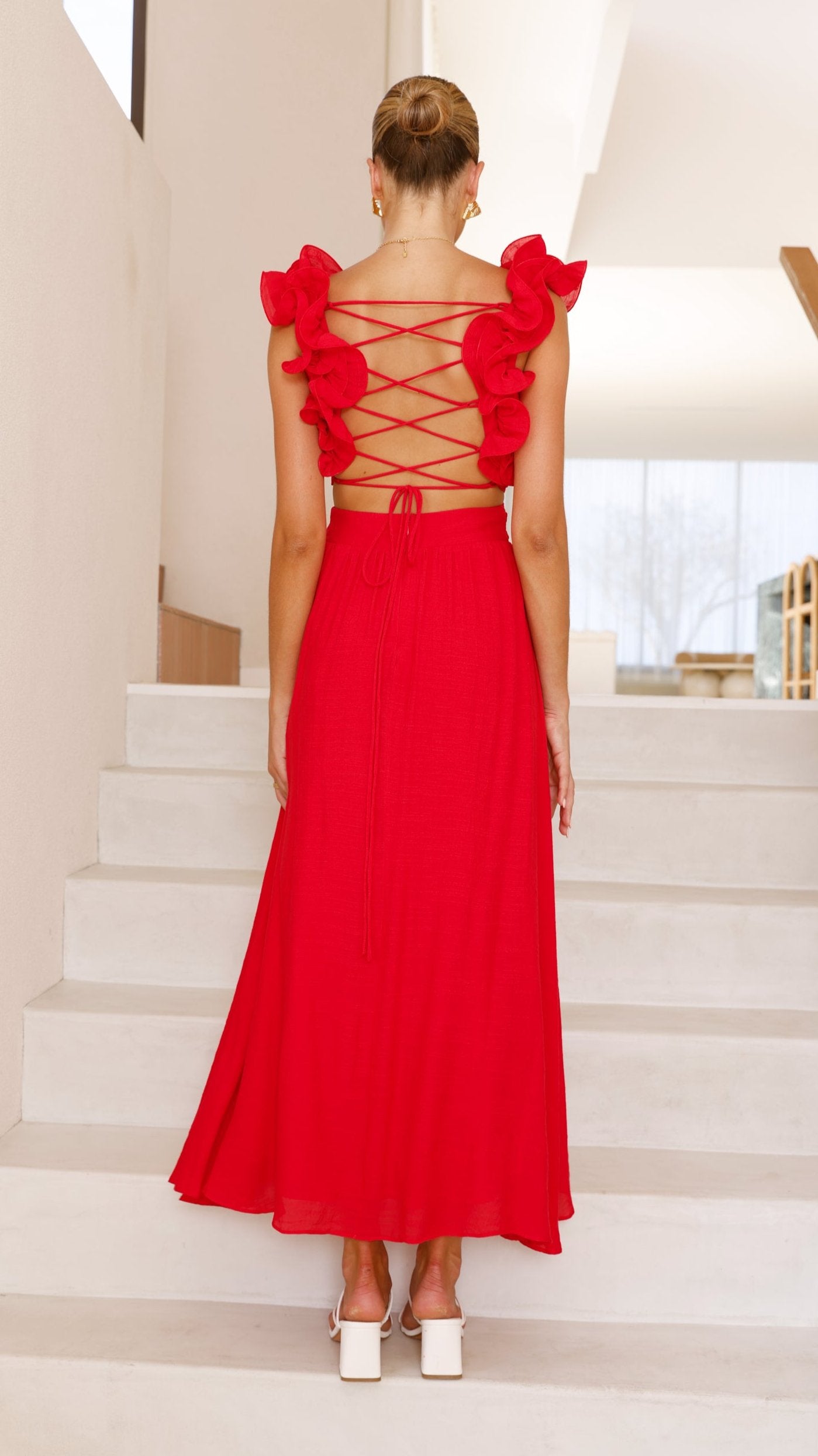 Galilhai Women's Maxi Dress - Flowy Long Summer Dress in Red | Perfect for Beach, Vacation & Casual Outings