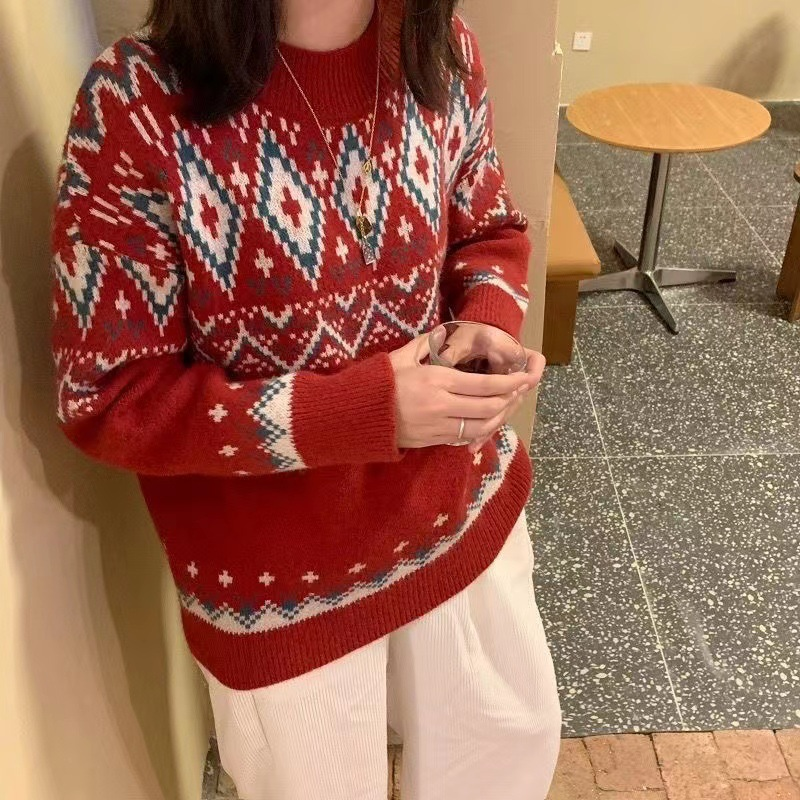 Christmas Sweater - Cozy Autumn Winter Loose Fit Retro Knit Pullover for Women & Men | Perfect for Holiday Parties, Family Gatherings & Casual Winter Wear
