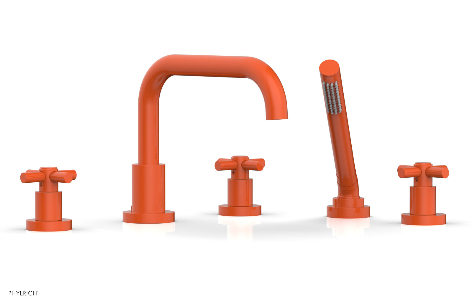 Premium Deck Mount Tub Faucet with Hand Shower - D2136D1 Tubular Cross Handles for Bathroom Sink & Bathtub | Perfect for Modern Home Renovation & Spa-Like Bathing Experience