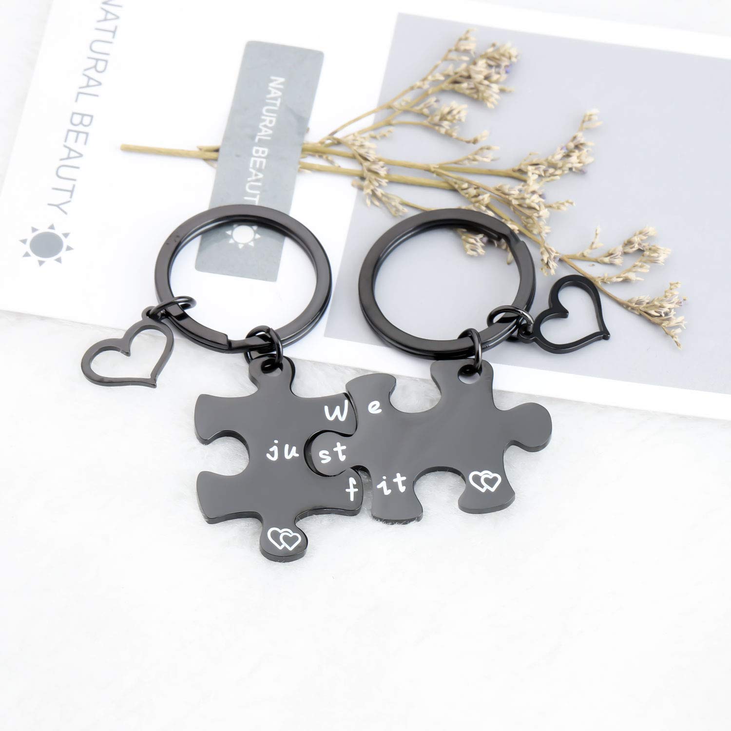 Best Friend Puzzle Piece Keychain Set - His and Her Matching Couple Keychains for BFF Gifts - Perfect for Anniversaries, Birthdays & Friendship Day