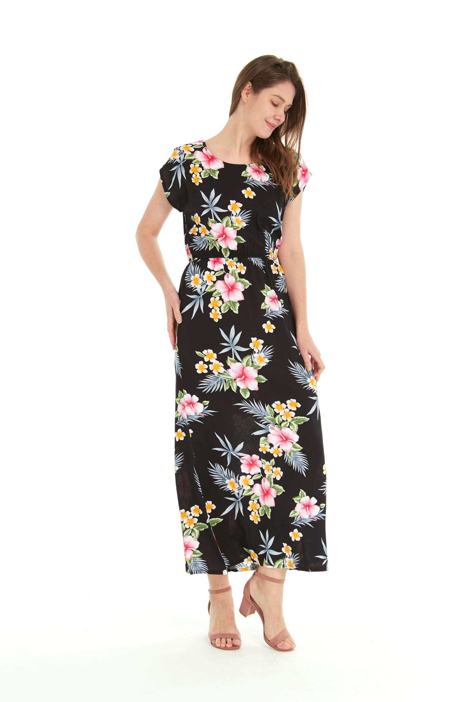 Hawaiian Luau Outfits for Family - Matching Hibiscus Print Black Shirts for Men, Women, Boys & Girls | Perfect for Beach Parties, Summer Vacations and Tropical Themed Events