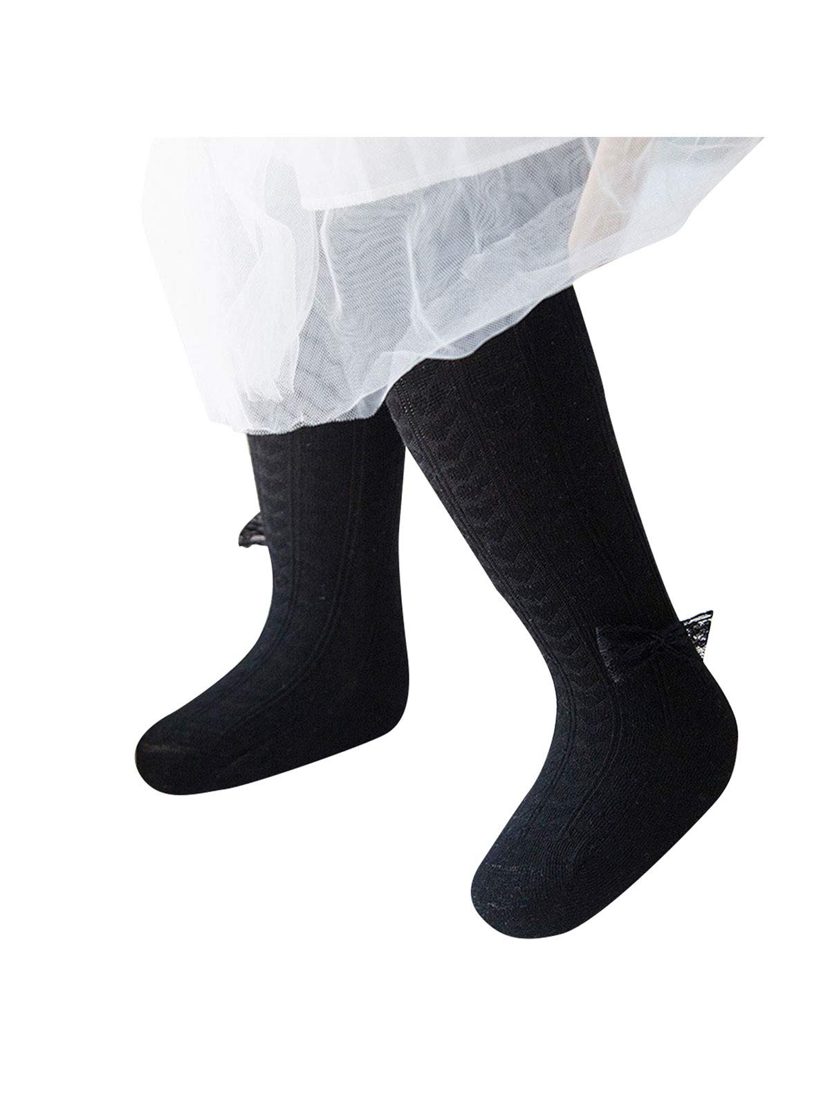 **Azue Baby Girls Cable Knit Leggings - Soft Seamless Toddler Tights with Bowknot - Warm Winter Infant Pants & Stockings for Newborns - Perfect for Playtime, Daycare & Family Outings**