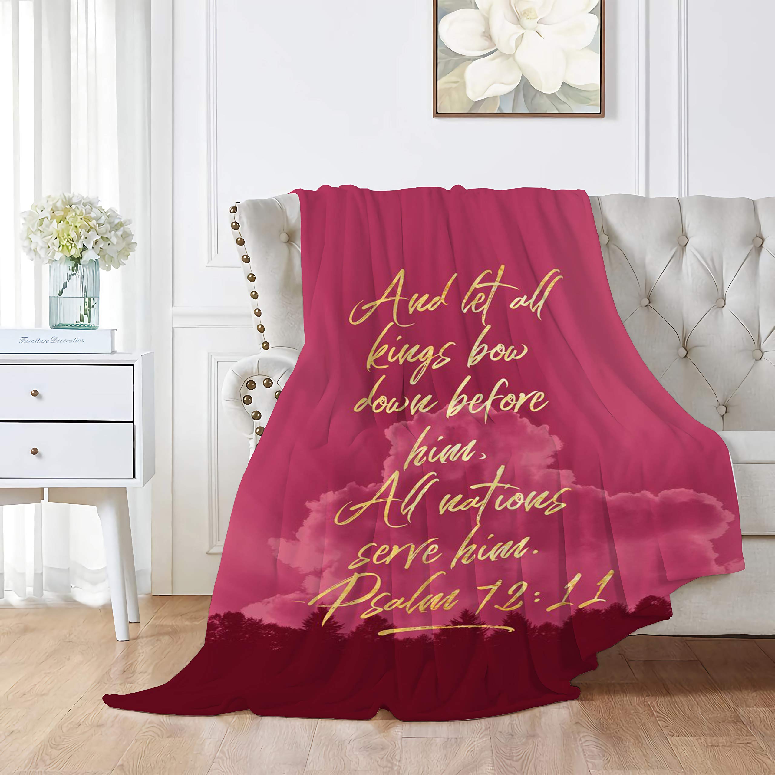 MYSTCOVER Soft Flannel Throw Blanket - 120x90 Inch Warm Hugs Positive Energy Blanket for Couch, Sofa & Bed - Lightweight Microfiber All-Season Cozy Blanket for Adults - Perfect for Relaxing, Meditation & Home Decor