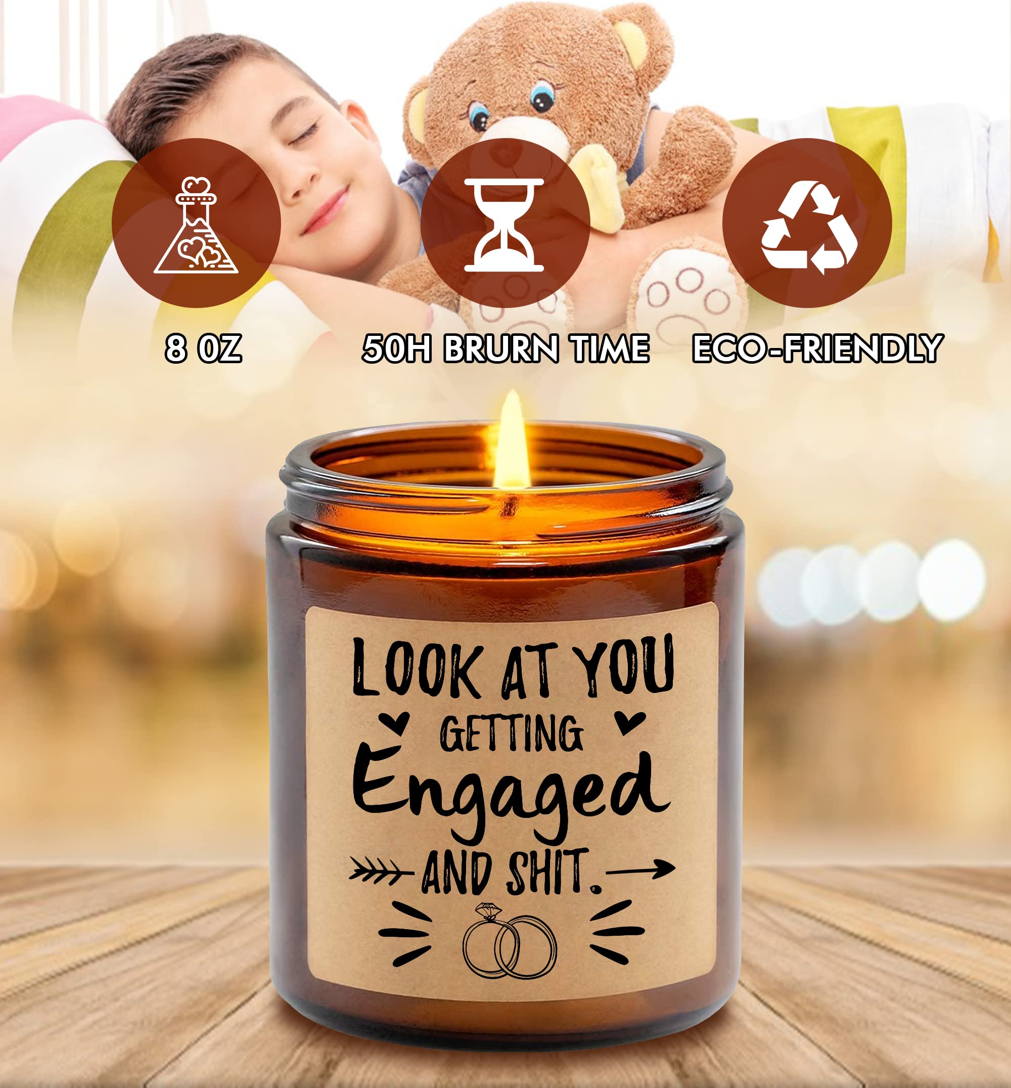 Funny Engagement Candle Gift - Lavender Scented Soy Candle 8oz for Weddings & Best Friends