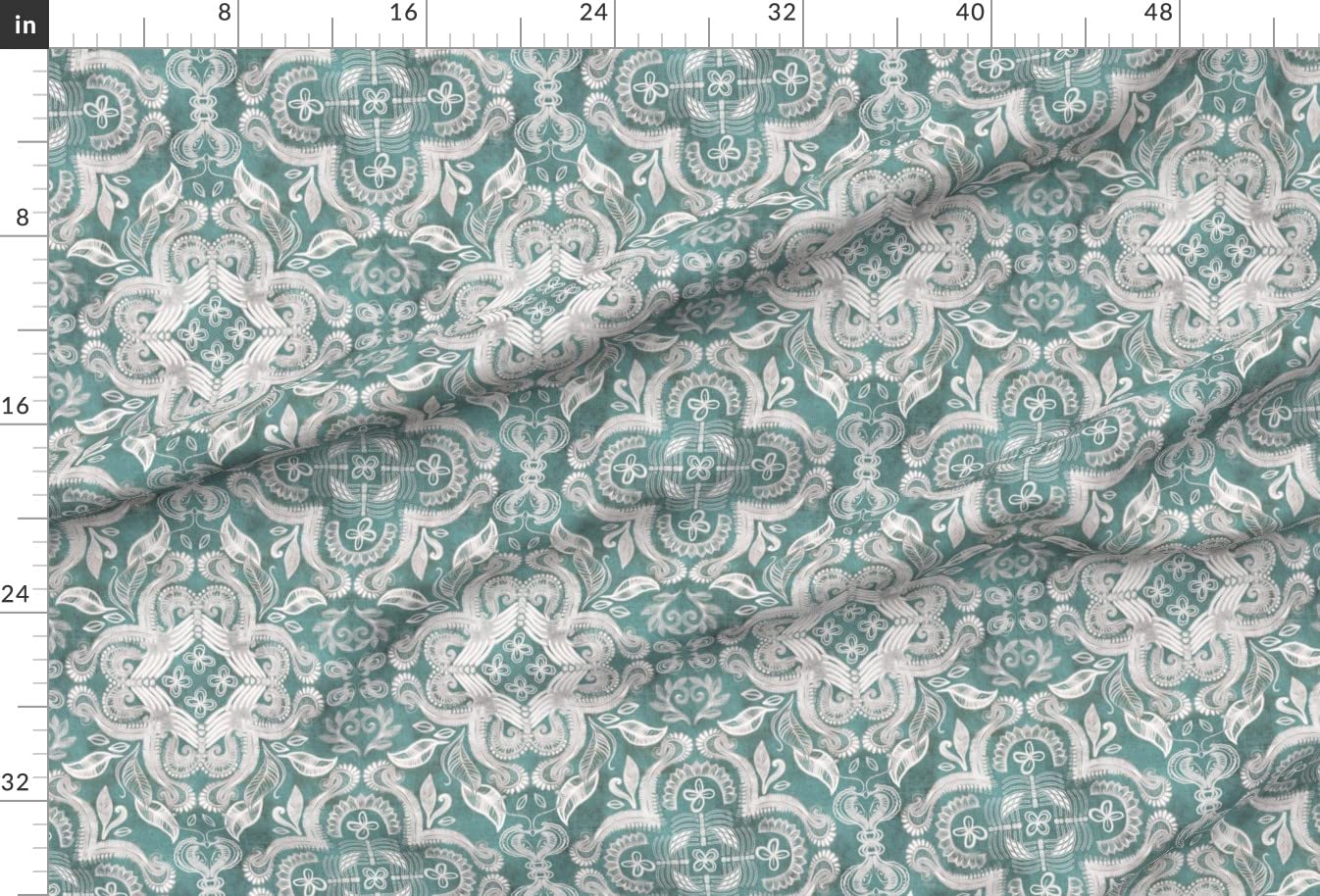 Teal Gray Boho Print Minky Fabric by The Yard - Large Bohemian Nature Dark Quatrefoil Floral Design - Perfect for Sewing Baby Blankets, Quilt Backing & Plush Toys - Soft & Durable Fabric for DIY Crafts & Home Decor
