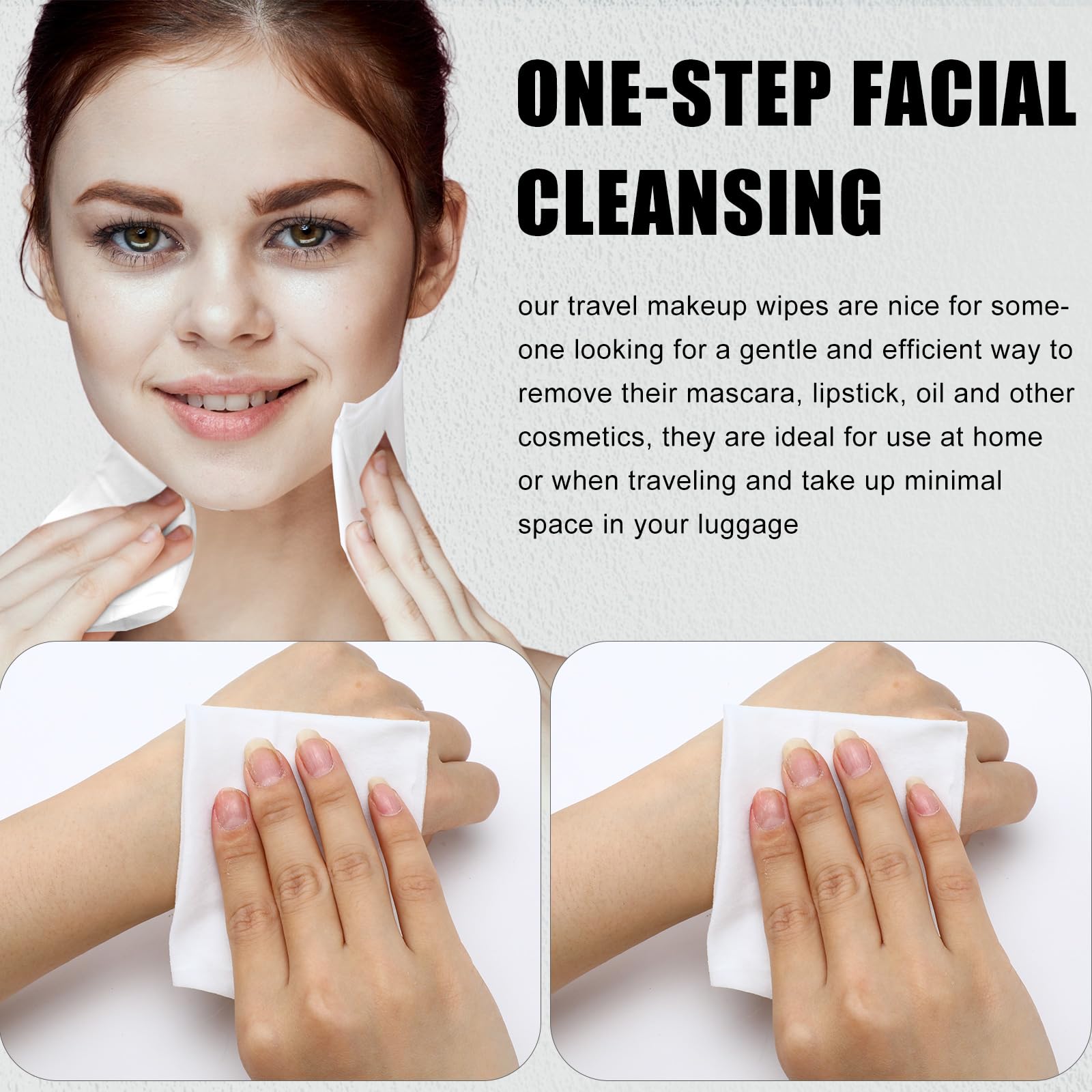 **Ctosree 150-Pack Individually Wrapped Makeup Remover Wipes - Gentle Facial Cleansing Pads for Mascara, Lipstick & Oil Removal - Travel & Hotel Essentials (Black)**    *Perfect for On-the-Go, Gym, Travel, and Daily Skincare Routine*