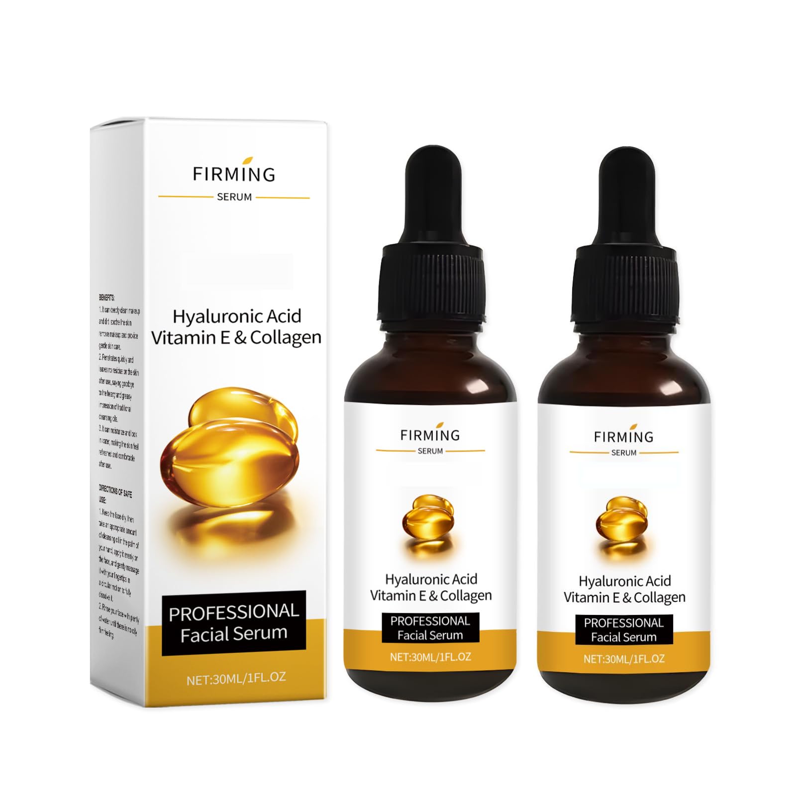 2 Pcs Hyaluronic Acid Serum for Face - Vitamin E & Collagen Firming Serum with Deep Nourishment | Anti-Aging, Reduces Fine Lines & Wrinkles | Daily Moisturizing Face Serum for Dry Skin, Day & Night Use