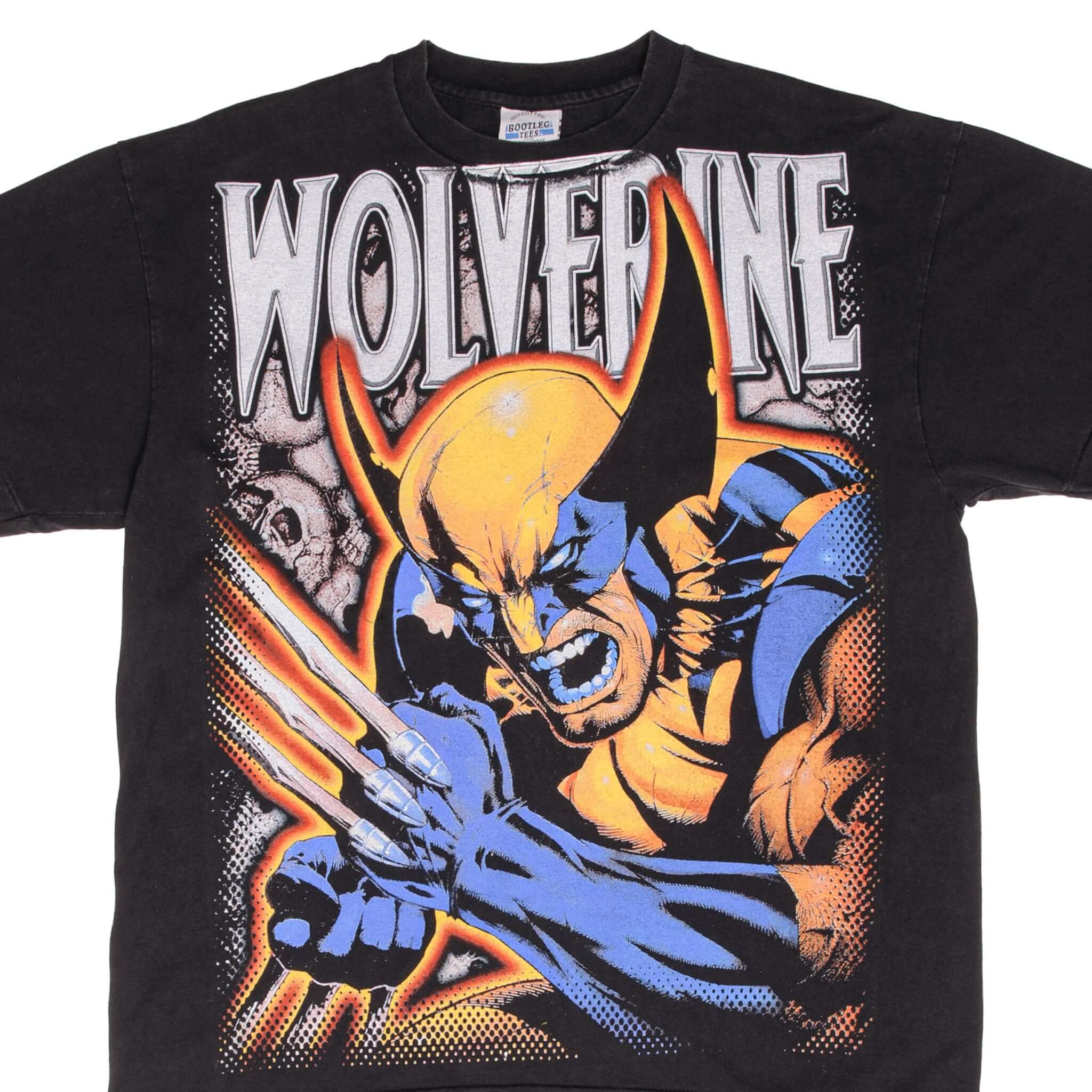 Marvel X-Men Wolverine Graphic T-Shirt - Bootleg All Over Print, Single Stitch, Size XL - Perfect for Cosplay, Comic Con & Casual Wear