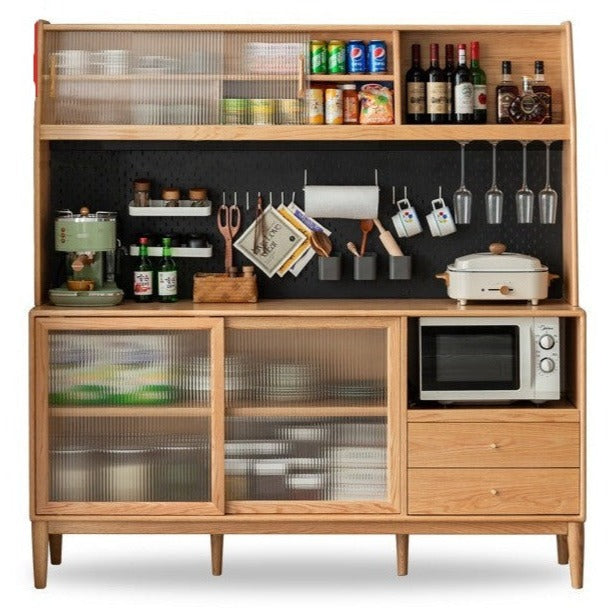 70.9x17.7x72.8 inch / 180x45x185сm / Natural wood color / sideboard + shelf