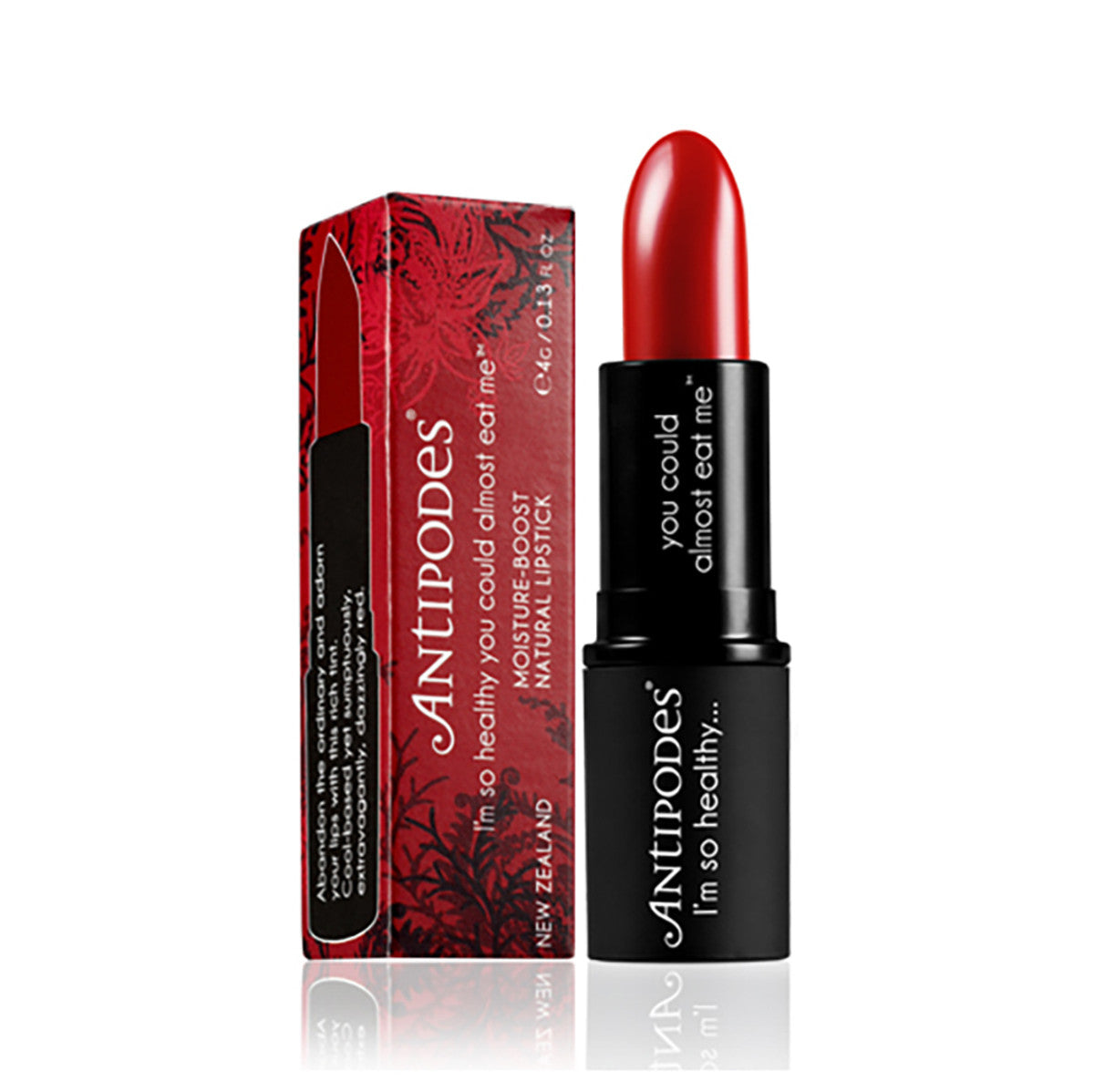 Antipodes Organic Moisture Boost Natural Lipstick - Ruby Bay Rouge 4g | Hydrating Vegan Lip Color for Daily Wear & Special Occasions