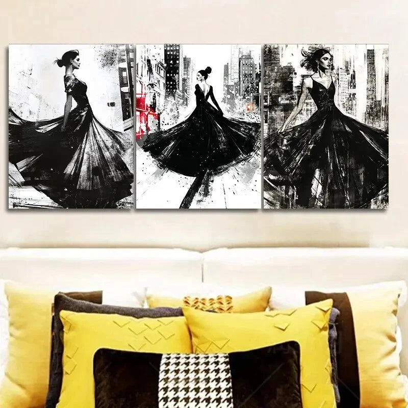 3-Piece Modern Art Painting Set - Premium Metal Print Wall Decor - Ready to Hang - Perfect for Living Room, Bedroom & Office Decor