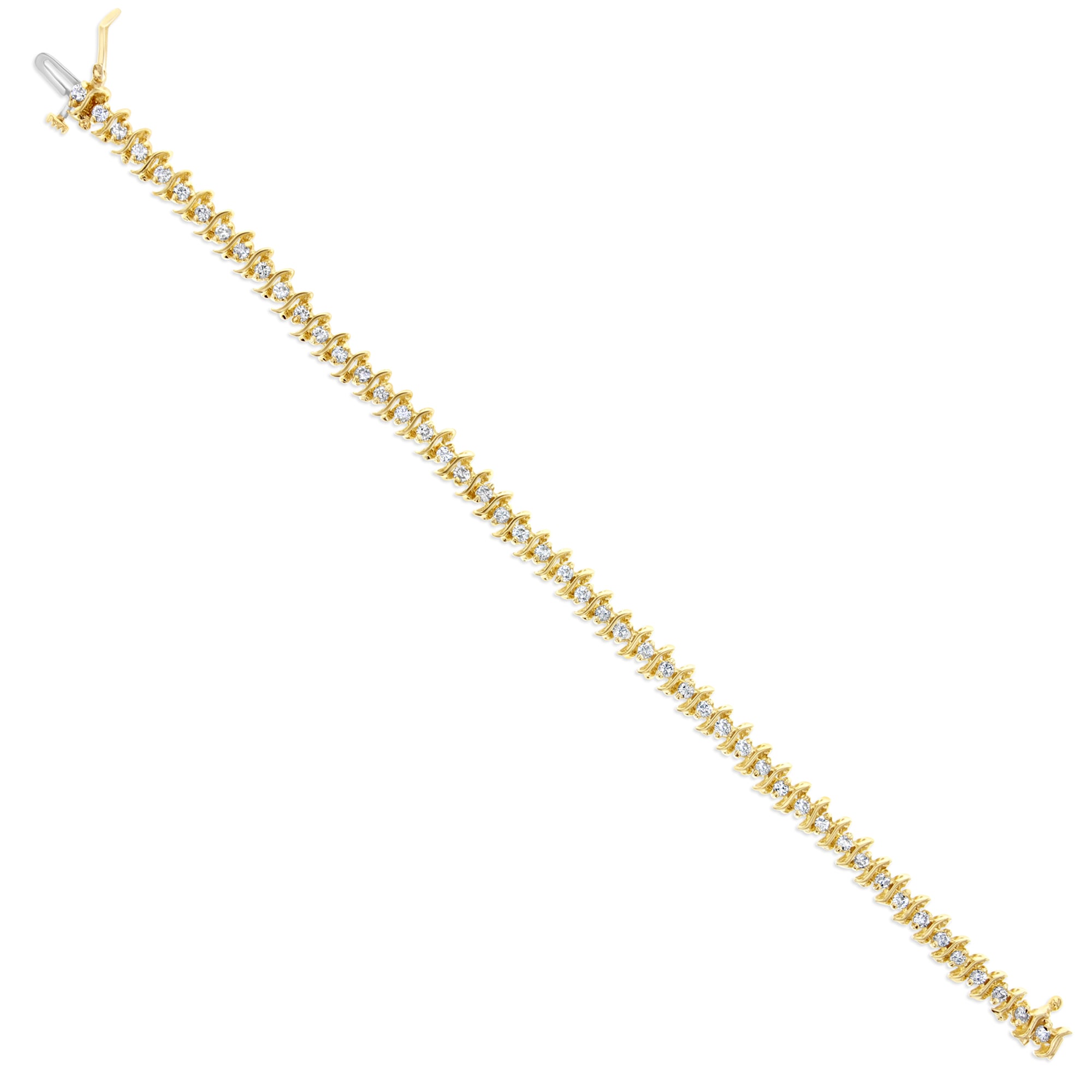 Elegant S-Style Diamond Tennis Bracelet - 1.50cttw 14K Yellow Gold - Perfect for Weddings, Anniversaries & Special Occasions