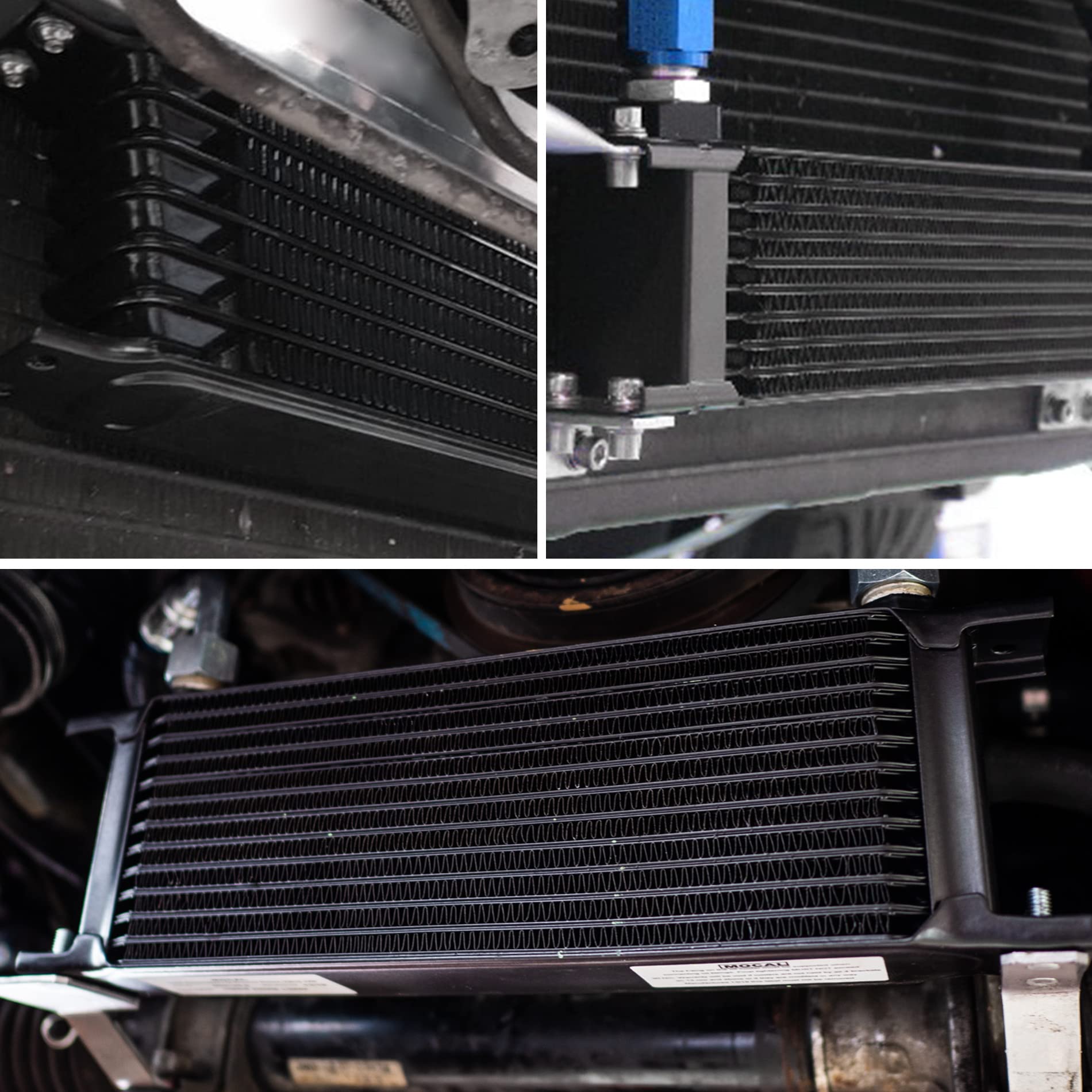 EVIL ENERGY 16 Row Oil Cooler Kit - Universal Aluminum Black Transmission & Engine Cooler with 10AN Fittings - Perfect for High-Performance Cars, Racing & Off-Road Vehicles