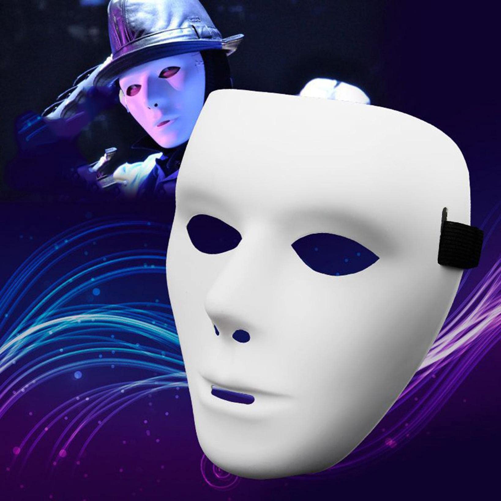 Halloween PVC Mask - Knight Ghost Dance Hip Hop Full Face Mask for DIY, Masquerade, Mardi Gras & Costume Parties | Scary White Party Accessory for Cosplay, Raves & Themed Events