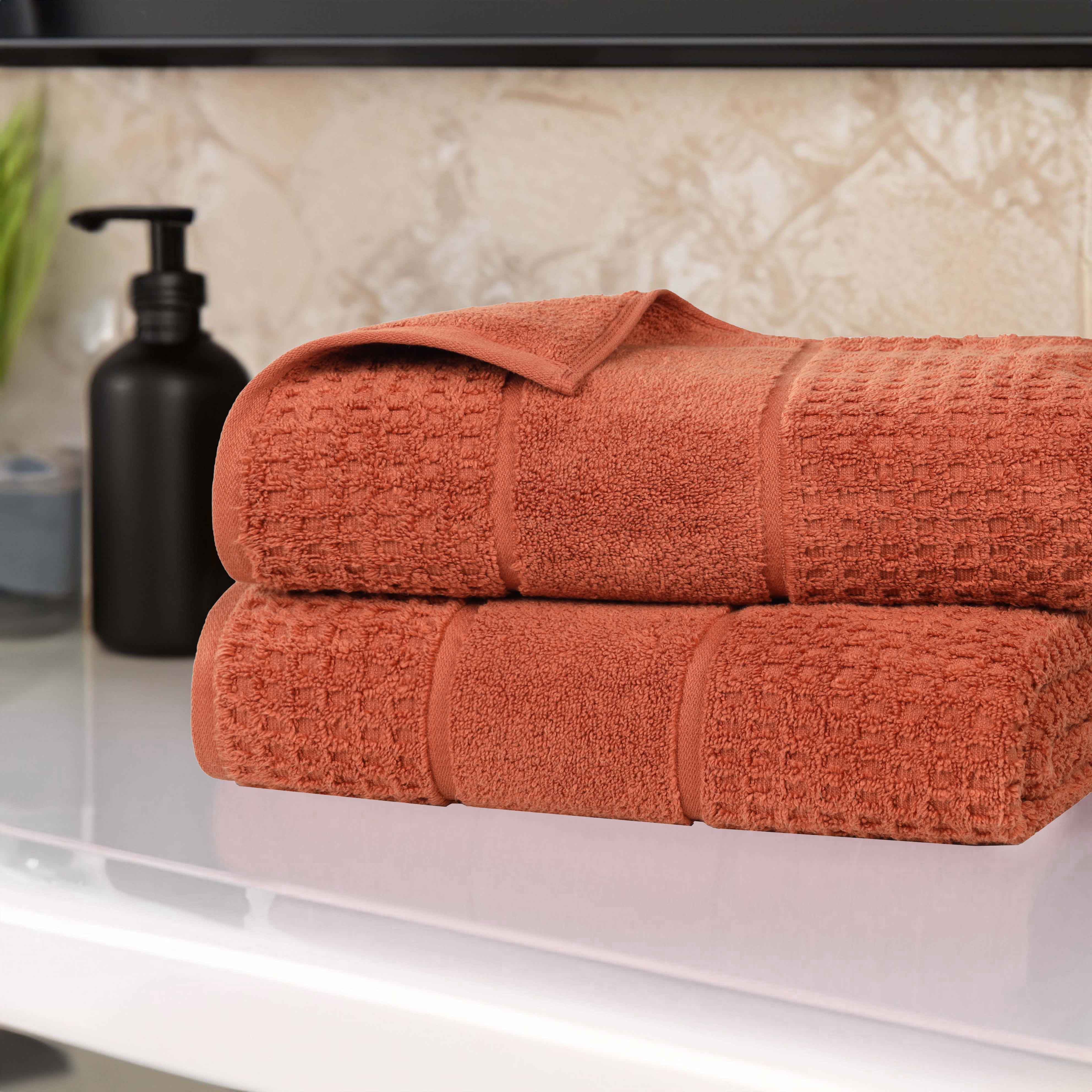 Premium Zero Twist Cotton Waffle Honeycomb Bath Towel Set of 2 - Ultra Soft & Highly Absorbent - Perfect for Spa, Bathroom & Luxury Home Use