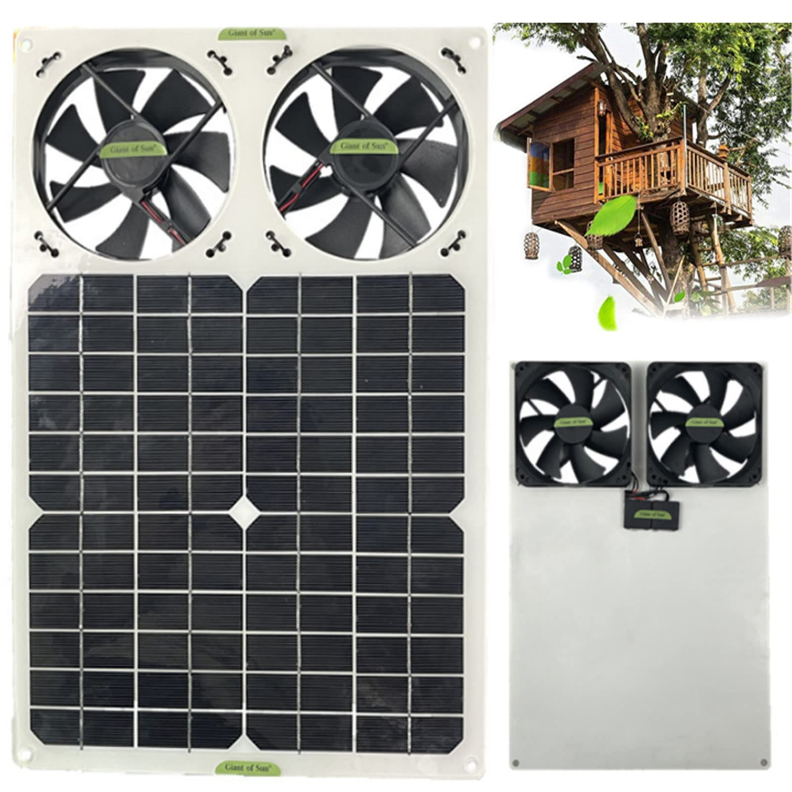40W Solar Powered Greenhouse Fan Kit with 2 Weatherproof Fans & Solar Panel - Ventilation for Chicken Coops, Greenhouses, Sheds - Perfect for Summer Cooling & Air Circulation