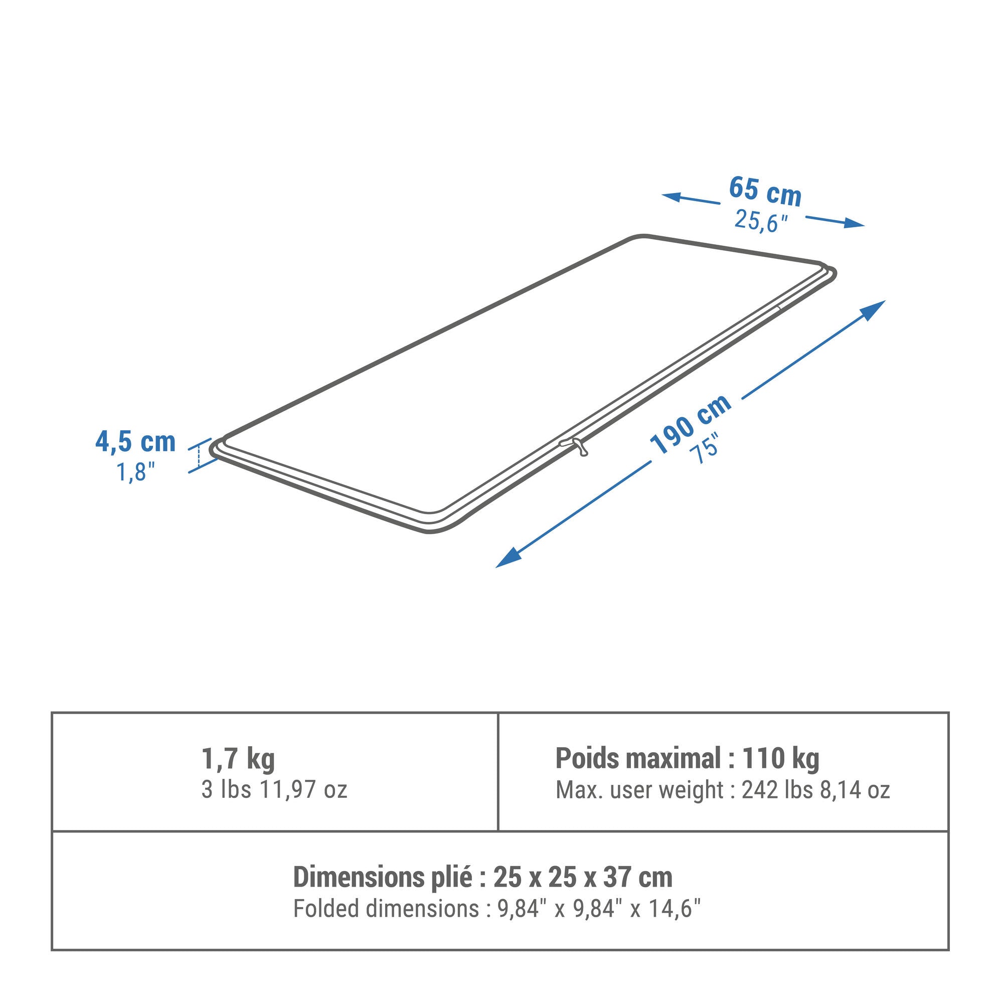 Quechua Arpenaz Comfort Self Inflating Camping Mattress - 4 Season Lightweight Sleeping Pad for Hiking, Backpacking & Outdoor Adventures