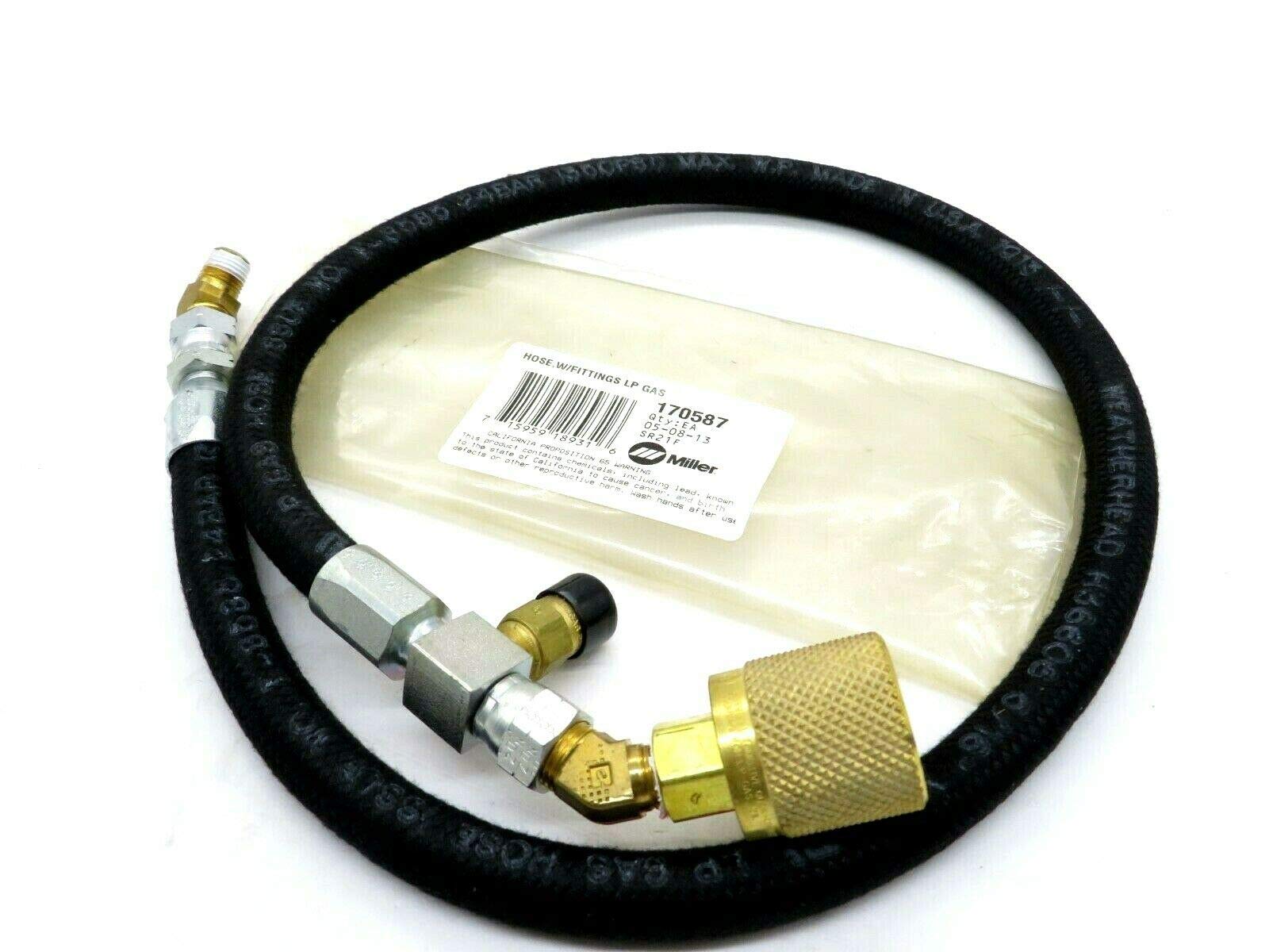 Miller 170587 LP Gas Hose with Fittings - High-Quality Propane Gas Line for Grills, Heaters & Outdoor Appliances (Perfect for BBQ, Camping & Home Use)