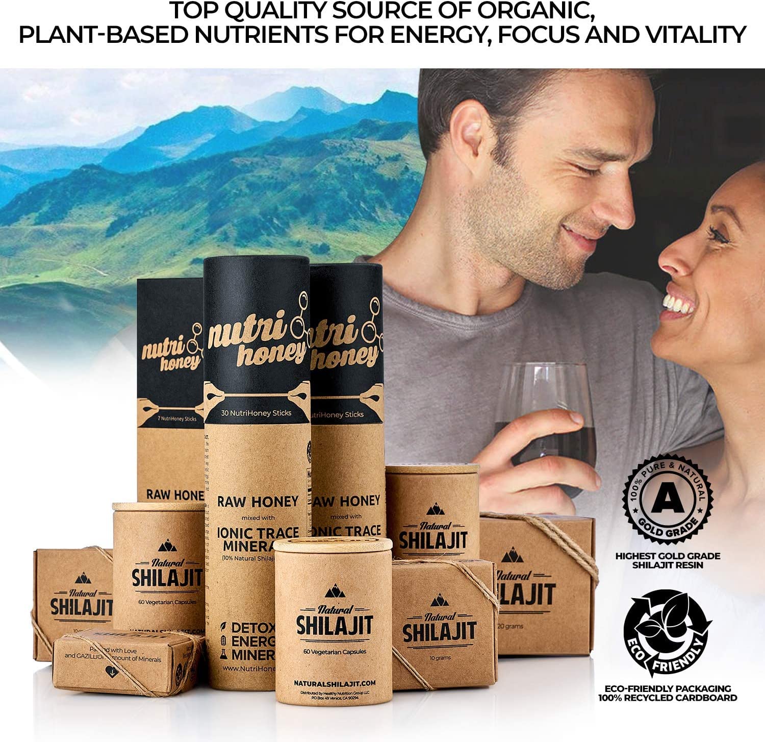 Pure NATURAL SHILAJIT Resin - 20g Organic Shilajit Supplement with Fulvic Acid & 84+ Trace Minerals - 30 Count Shilajit Honey Sticks for Energy, Immunity & Vitality - Perfect for Daily Wellness & Ayurvedic Rituals
