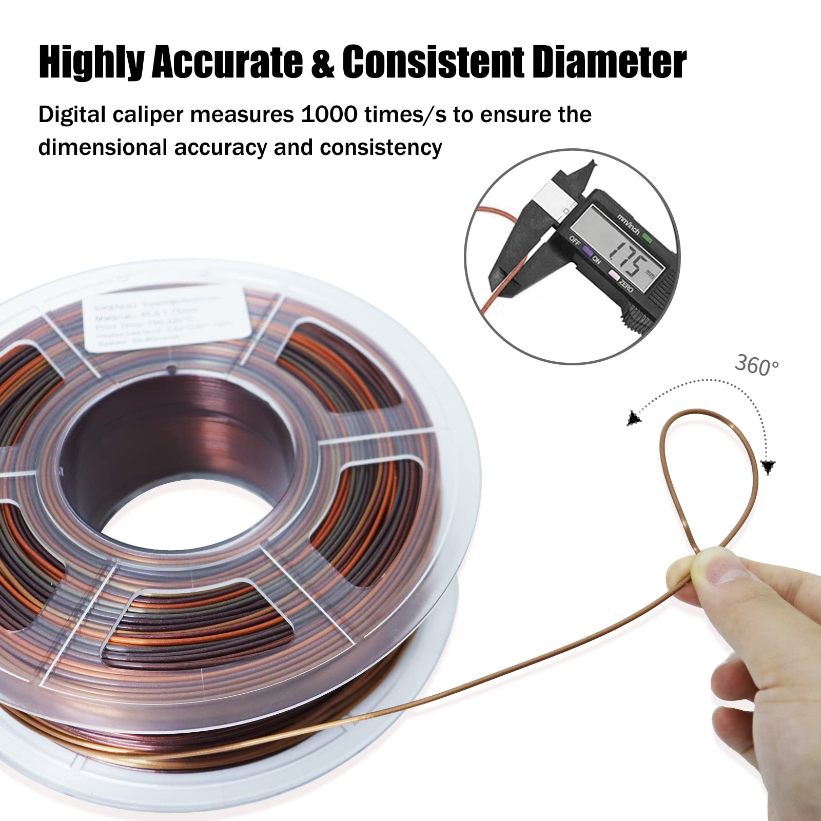 Premium PLA Filament 1.75mm - Silk Gold, Shiny Red & Black 3D Printer Filament - 1kg Spool (2.2lbs) ±0.02mm Accuracy - Compatible with Most FDM Printers & 3D Pens - Perfect for Cosplay Props, Home Decor & DIY Projects