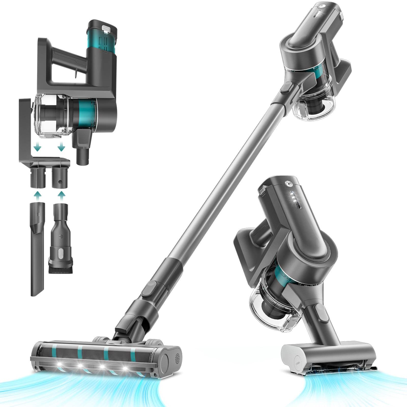 VIOMI Lightweight Cordless Vacuum Cleaner - 23K Pa Powerful Suction, 60 Mins Runtime, 2500mAh Battery, 4-in-1 Wireless Stick Vacuum for Pet Hair, Carpet & Hard Floors - Perfect for Home Cleaning, Car Detailing & Pet Hair Removal