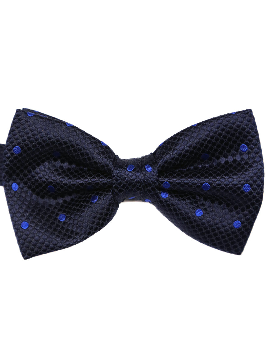 DÉCLIC Classic Spot Bow Tie for Men - Navy & Royal Blue Polka Dot Pattern - Perfect for Weddings, Prom, and Formal Events