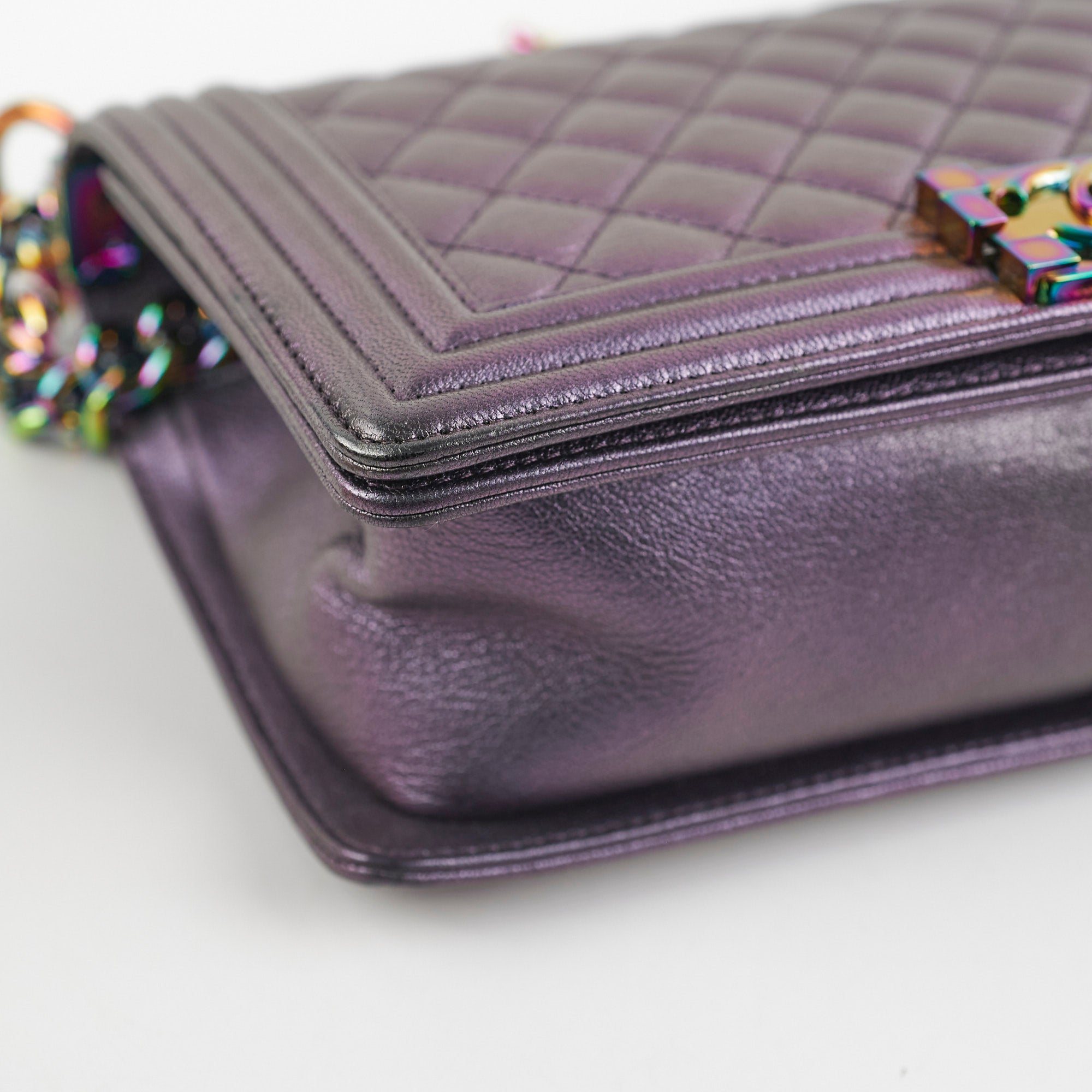 Chanel Old Mermaid Medium Boy Iridescent Leather Shoulder Bag - Luxury Designer Handbag for Women, Perfect for Evening Parties & Special Occasions