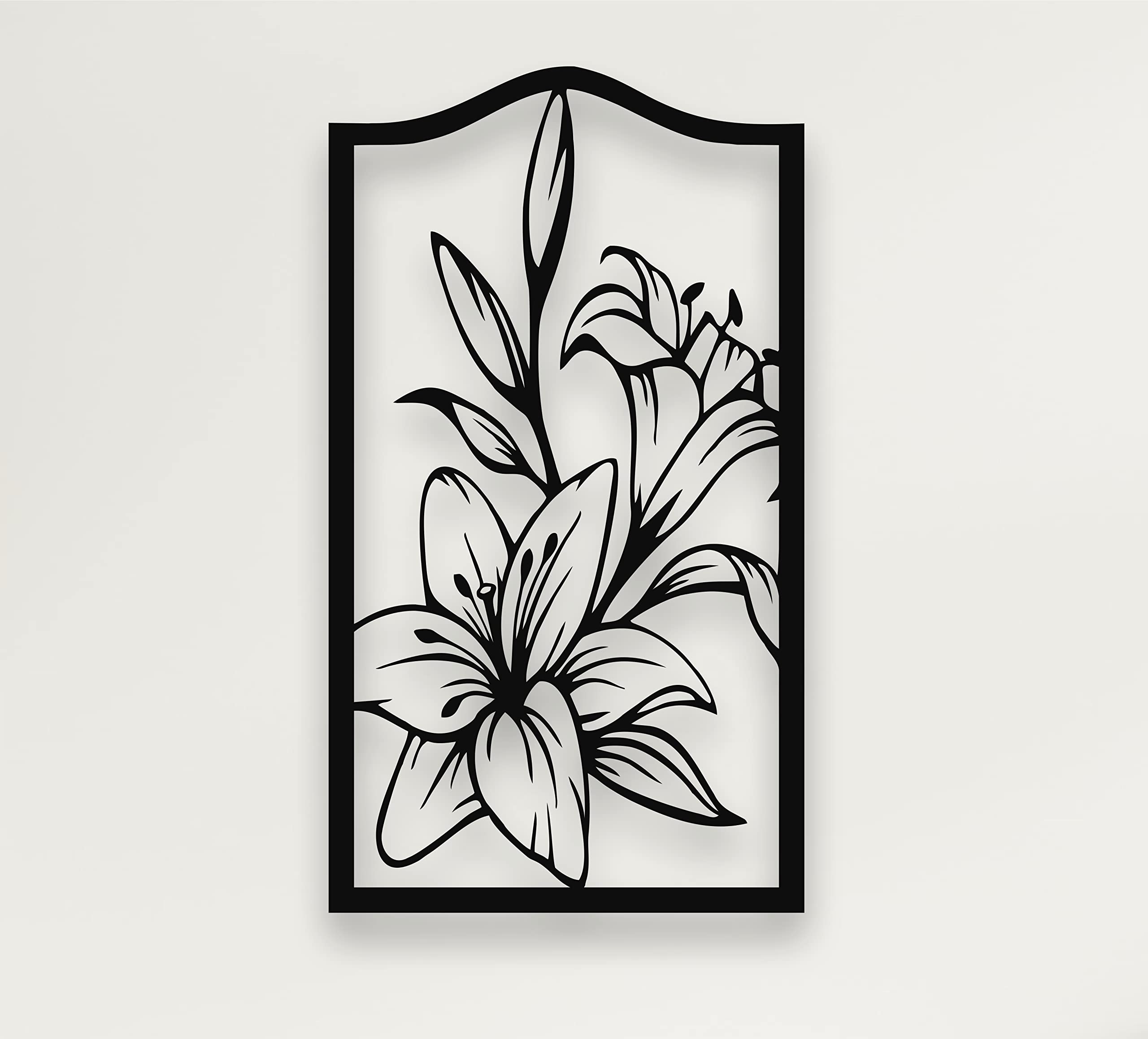 3D Metal Lily Flower Wall Art - Black Metal Wall Decor for Home & Office - 17