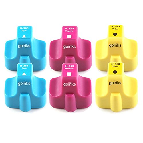 Go Inks 2 Compatible CMY Ink Sets (6 Cartridges) - Replacement for HP 363 Color Printer - Cyan, Magenta, Yellow Non-OEM Ink for HP Photosmart Printers - Perfect for Home Office Printing, School Projects & Photo Printing