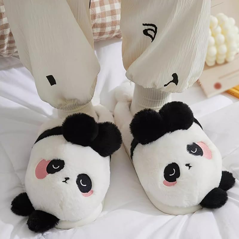 GAGALU Cute Panda Wrapped Toe Slippers - Warm Plush Indoor Outdoor Cotton House Shoes for Women & Men - Perfect for Home, Office, and Travel Comfort