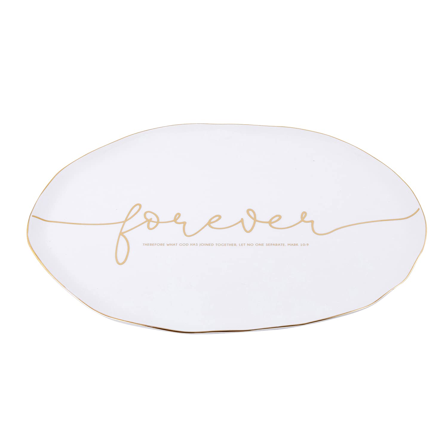 Faithworks Wedding Collection Inspirational Ceramic Serving Platter - 14 x 10 Inch Elegant Dinnerware for Bridal Showers, Anniversaries & Special Occasions