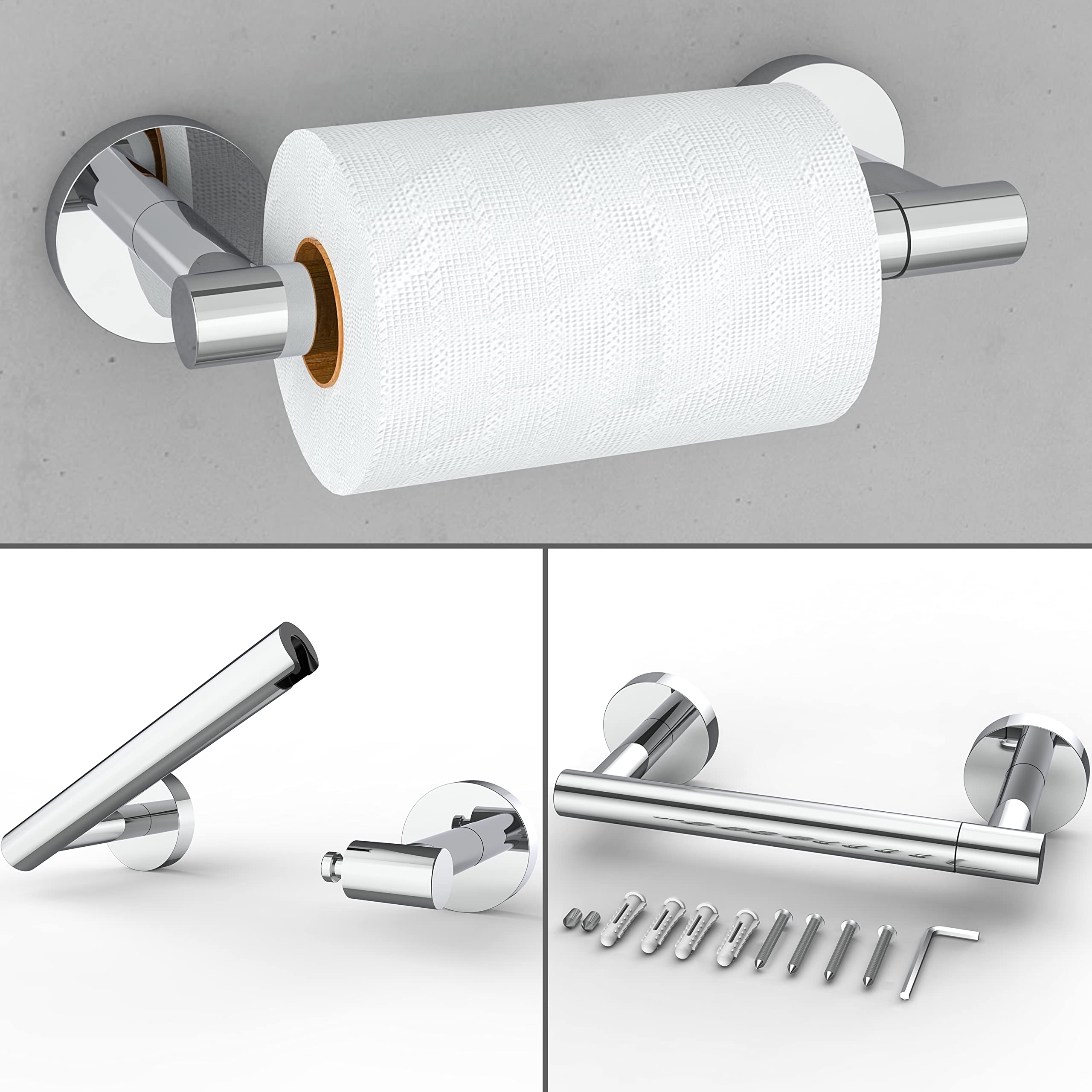 Stainless Steel Toilet Paper Holder & Towel Ring Set - Bathroom Hardware for Modern Homes